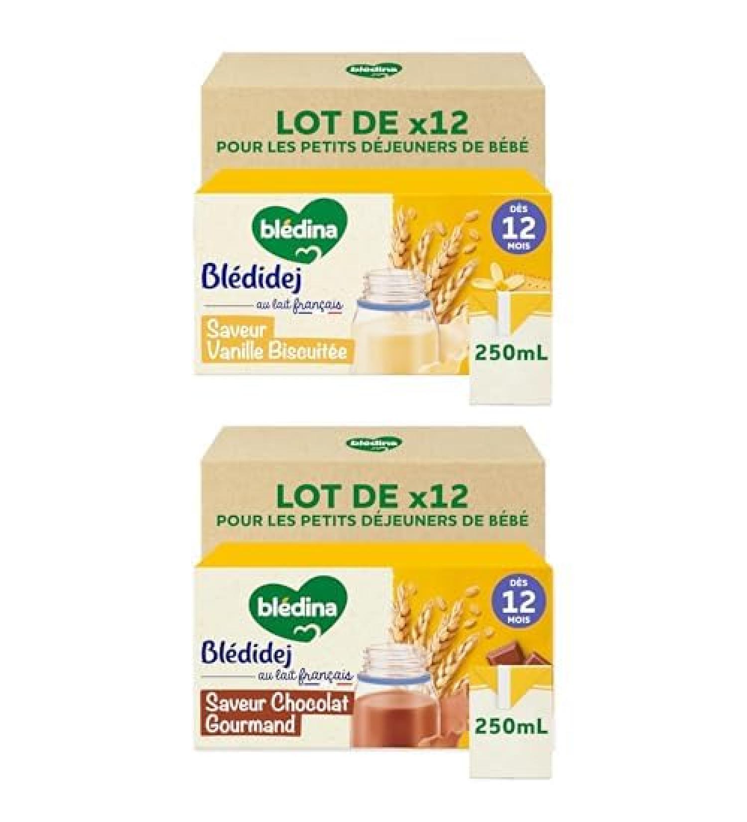 Bl dina Bl didej - C r ales b b Biscuit Saveur Vanille - D s 12 mois - Lot de 12x250mL + Bl dina Bl didej - C r ales b b Lact es Chocolat Gourmand - D s 12 mois - Lot de 12x250 mL