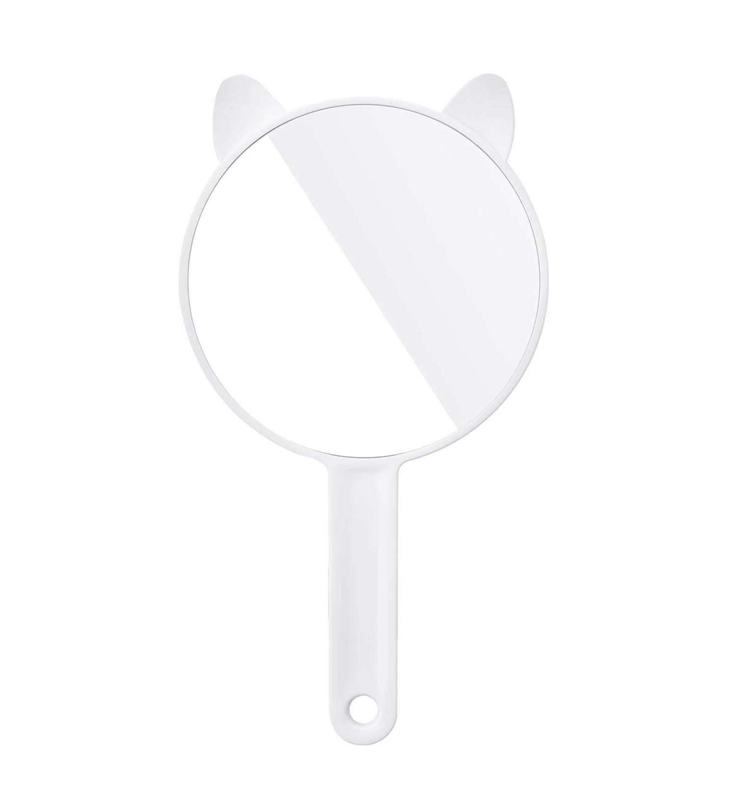 Cat Ear Shaped Travel Handheld Mirror with Handle - White | TOPYHL Cosmetic Mirror - Buy Online on GoSupps.com