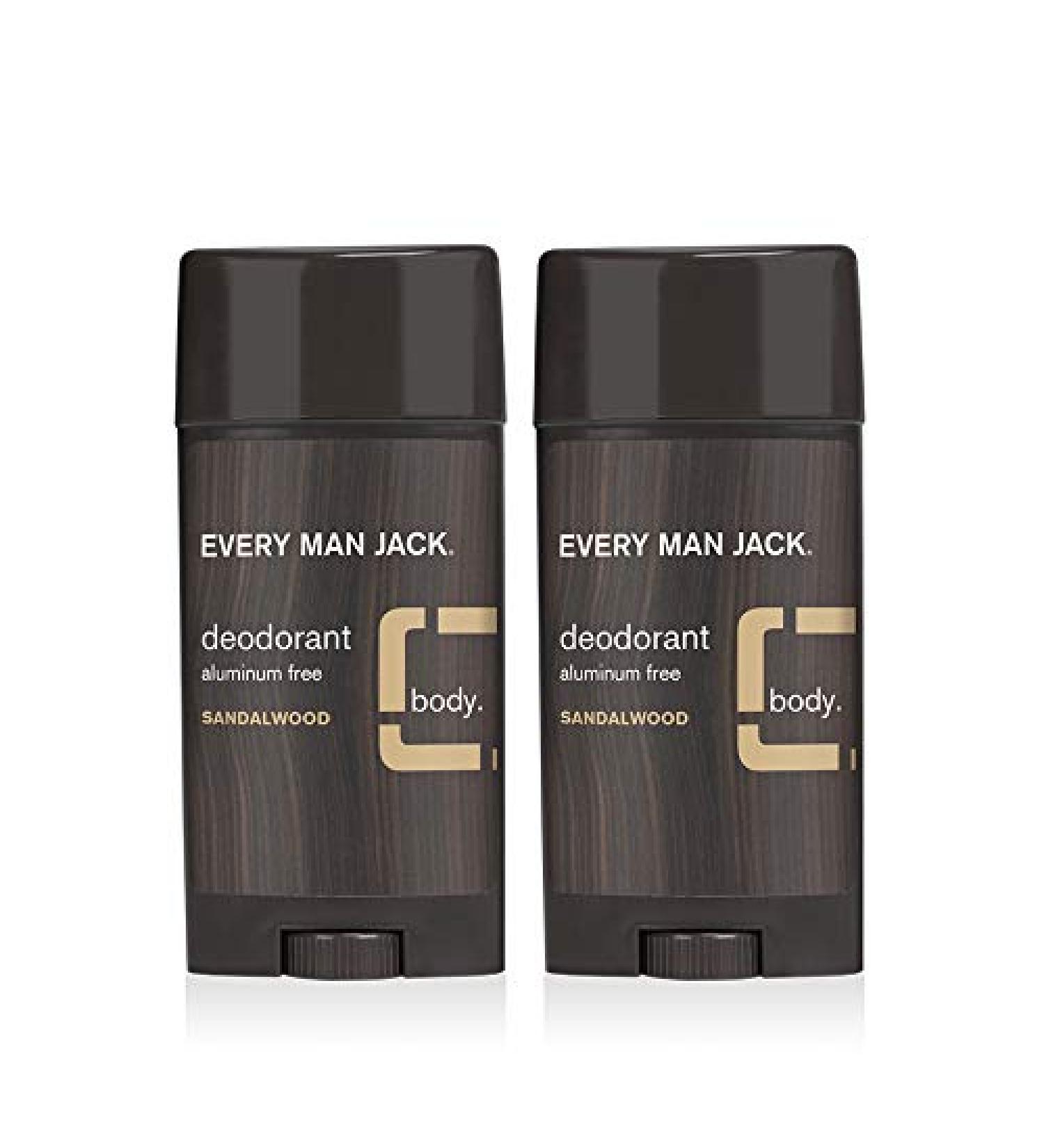 Every Man Jack Sandalwood Natural Deodorant Twin Pack - 3oz x 2 Sticks | Aluminum-Free, Paraben-Free, Phthalate-Free, Dye-Free | Certified Cruelty-Free Formula - Buy Online on GoSupps.com