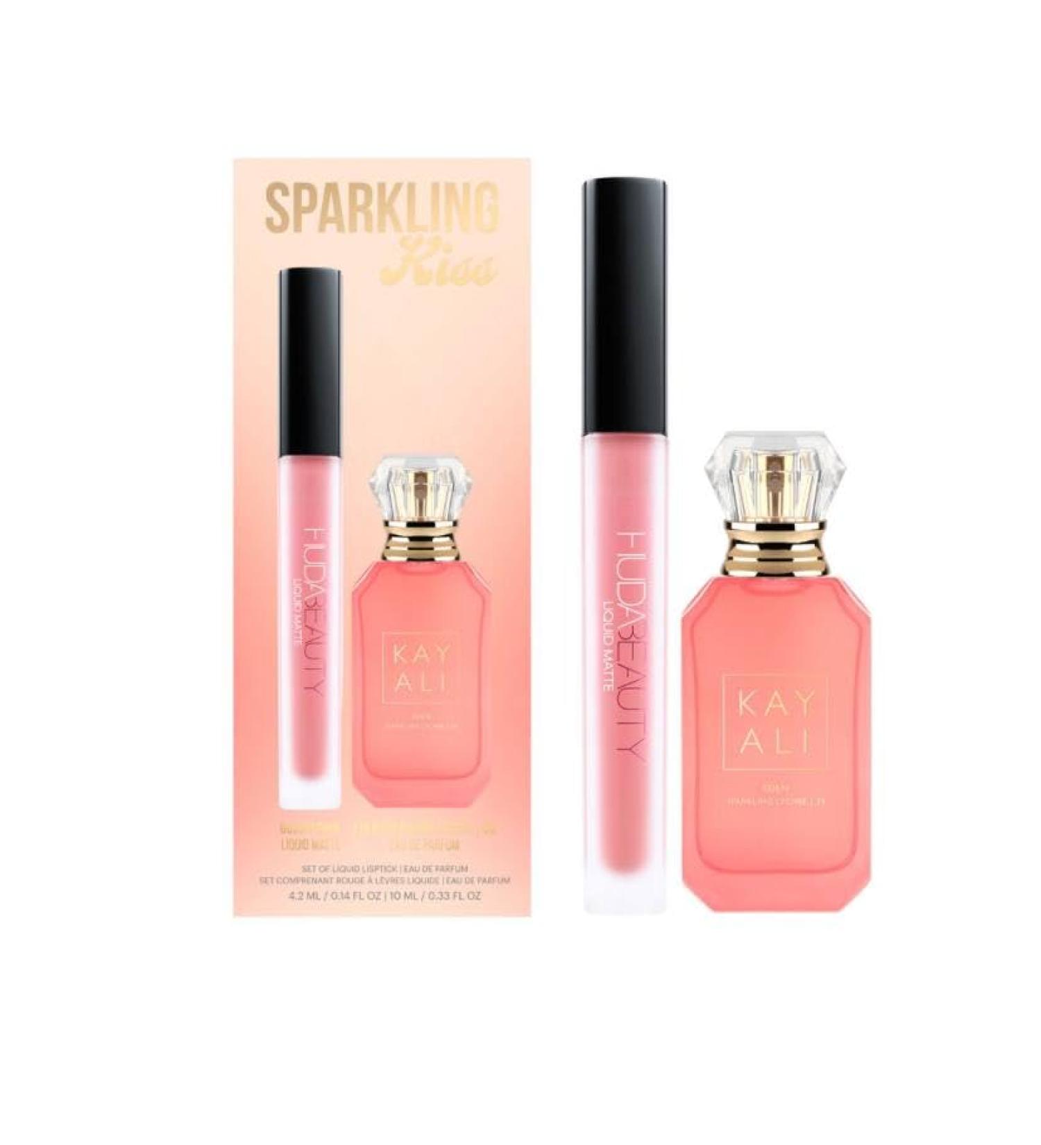 KAYALI Sparkling Kiss Set (Eden Sparkling Lychee 39 Eau de Parfum and a Huda Beauty Liquid Matte in Gossip Gurl)