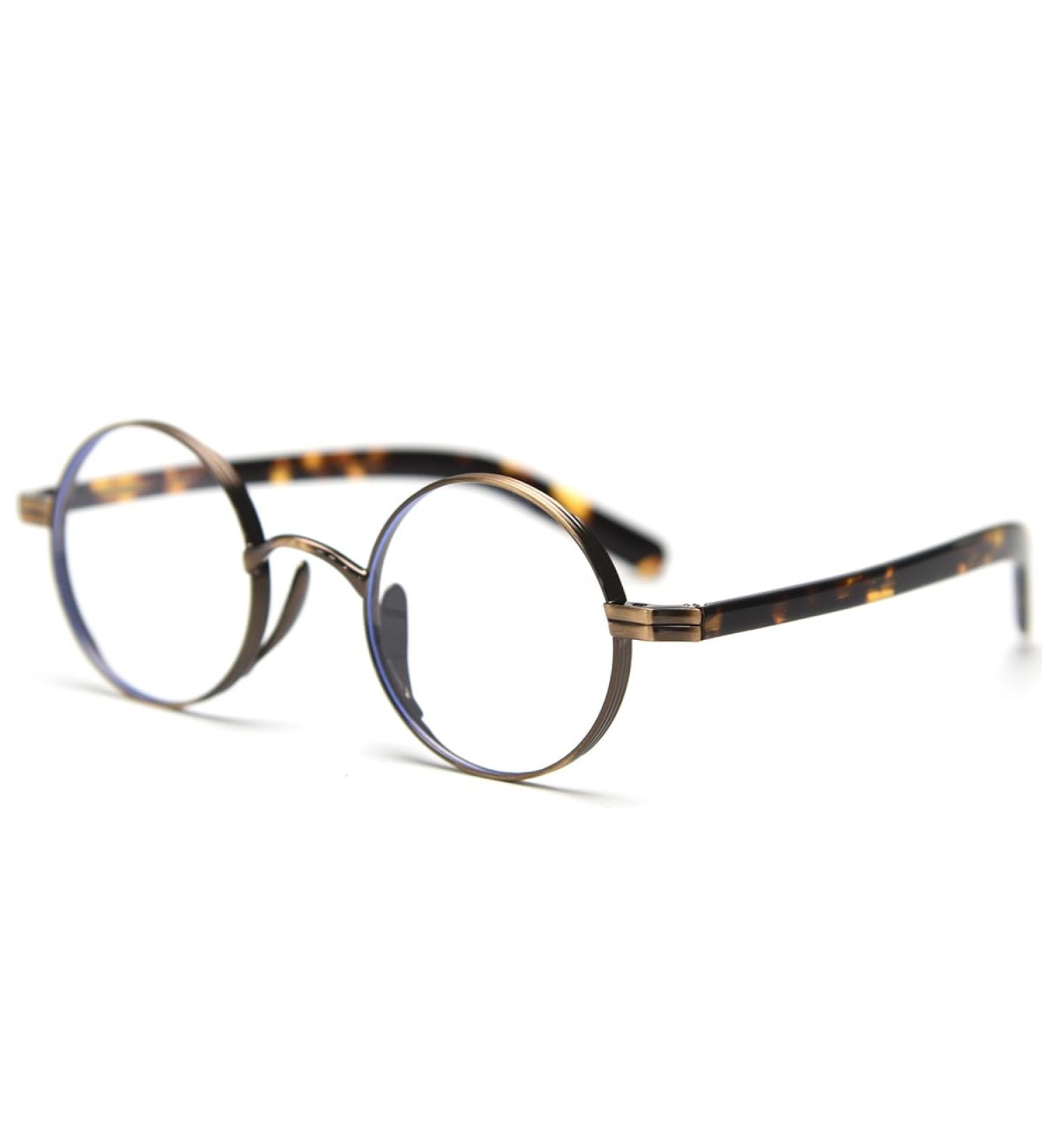 Shop LIGOES Vintage Round Eye Glasses | Anti Blue Light Eyewear for Women & Men | Retro Brown Leopard Metal Frame - Buy Online on GoSupps.com