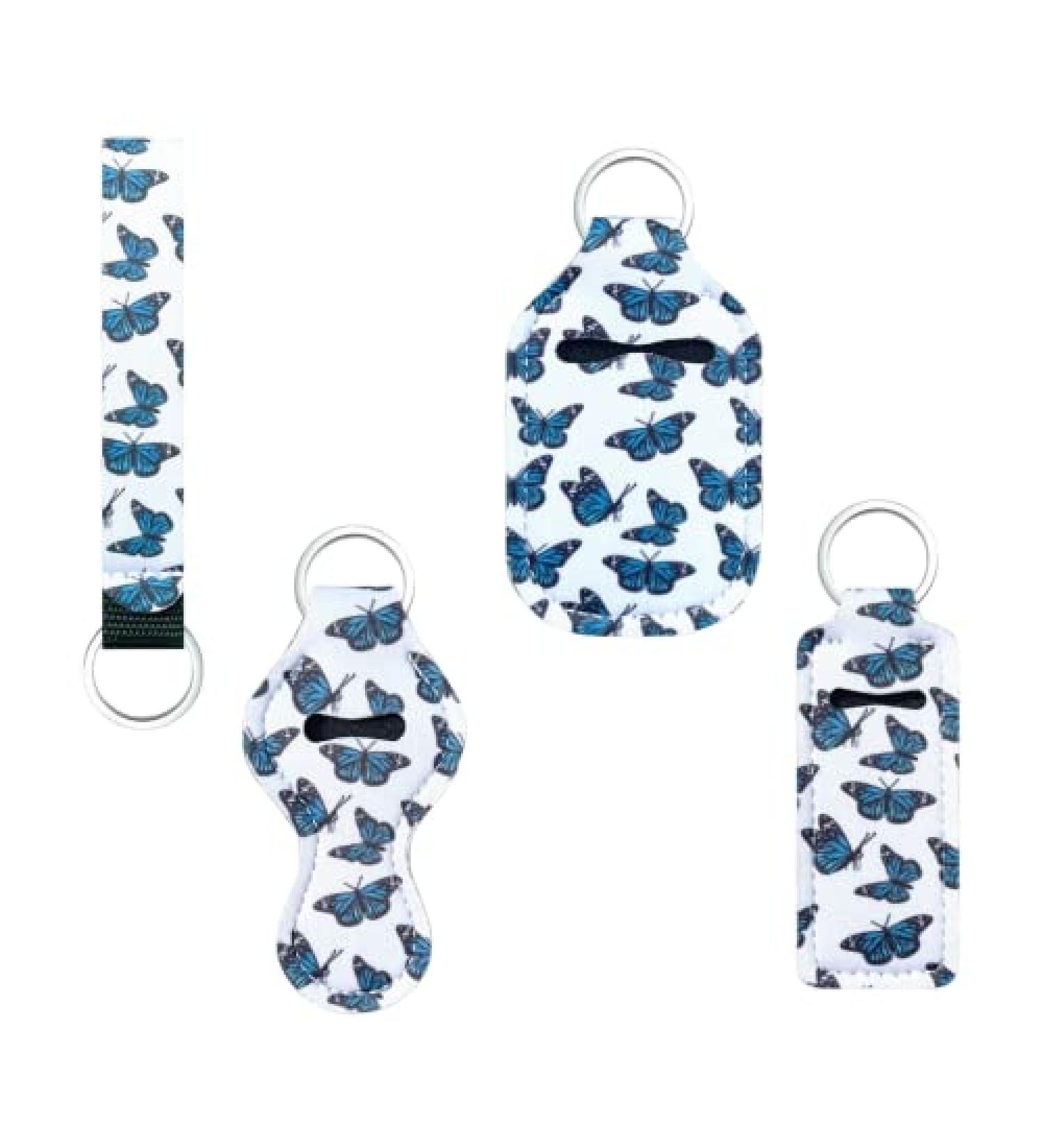 SEIHDHIK Butterfly Style Travel Keychain Holders Set - Chapstick Holder, Wristlet Lanyards, Travel Bottle Keychain Holders - Buy Online on GoSupps.com