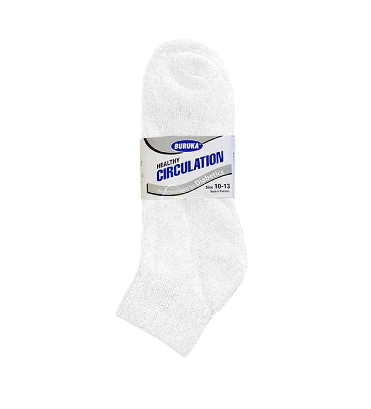 3 Pair Diabetic Ankle Circulatory Socks Men's Health Support Loose Fit White 10-13 - Buy Online on GoSupps.com