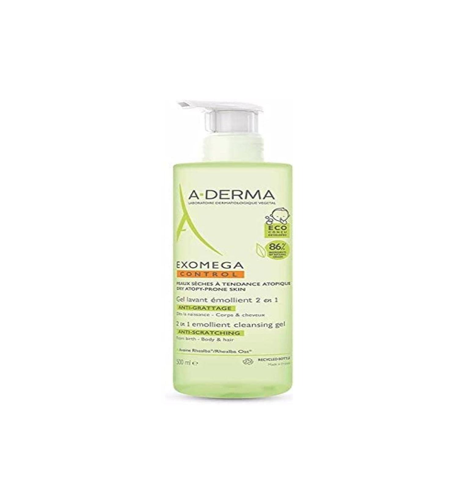 A-DERMA Exomega Control 2in1 Emollient Cleansing Gel Anti-Scratching 500ml