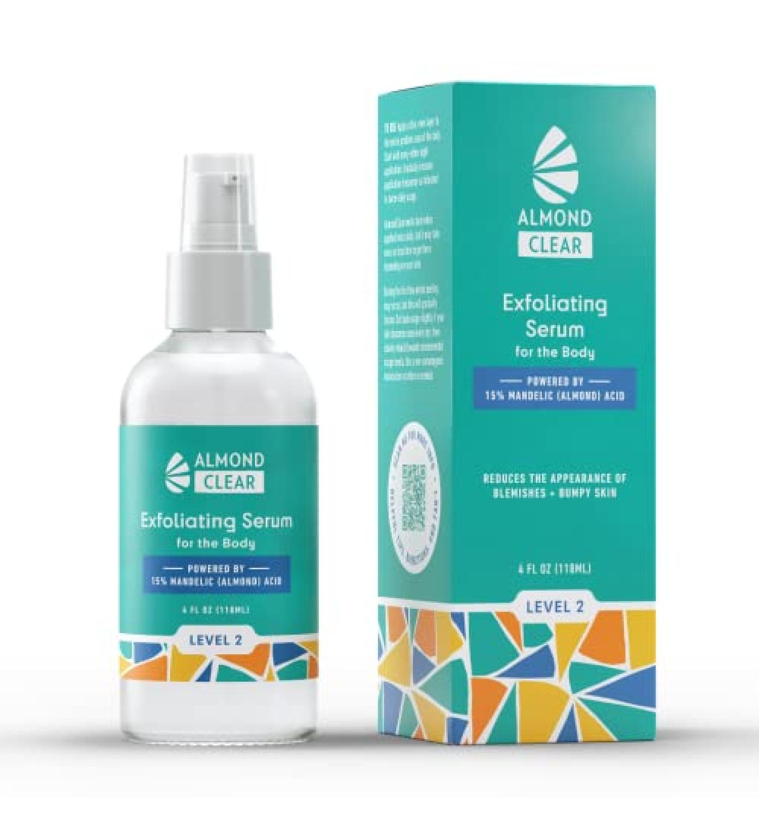 Almond Clear Level 2 Serum | Mandelic Acid Body Serum for Acne Folliculitis Aging Skin Ingrown Hairs Dark Spots on Face Chest Butt Back Thighs Arms | 4 oz 4 Fl Oz (Pack of 1) - Buy Online on GoSupps.com