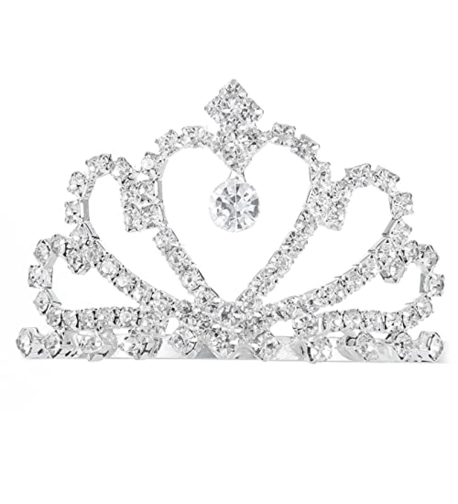 Olbye Silver Heart Rhinestone Crystal Wedding Crown Tiara for Women and Girls - Buy Online on GoSupps.com