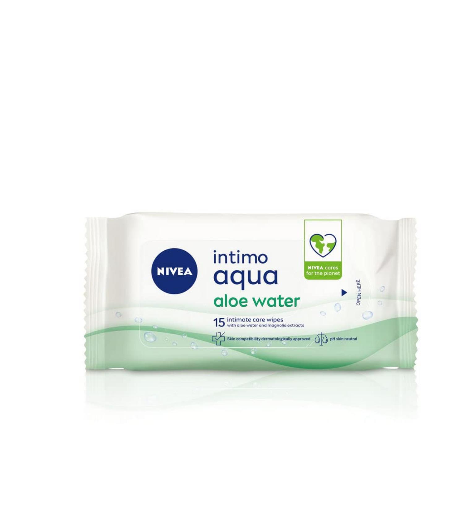 Nivea Intimo Intimate Cleansing Wipes Aloe 15 pcs (Pack of 3)