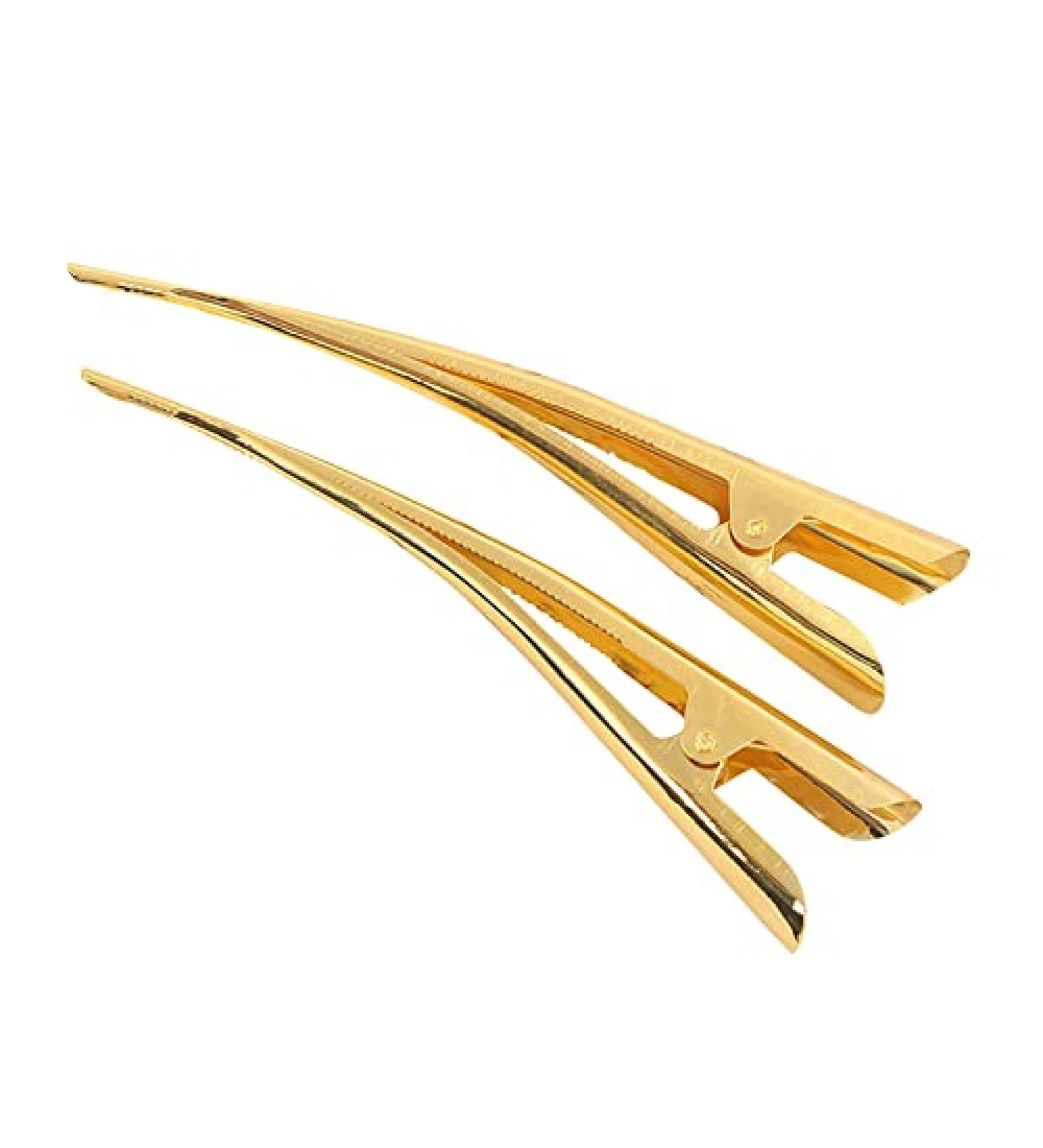 2 Pack Strong Gold Bite force Alligator Metal Hair Clips 5.3 Large Duckbill Clips Hair Barrettes with Teeth Hair Pins Hair Slide Stylish for Women Girl Hair Jewelry Accessories