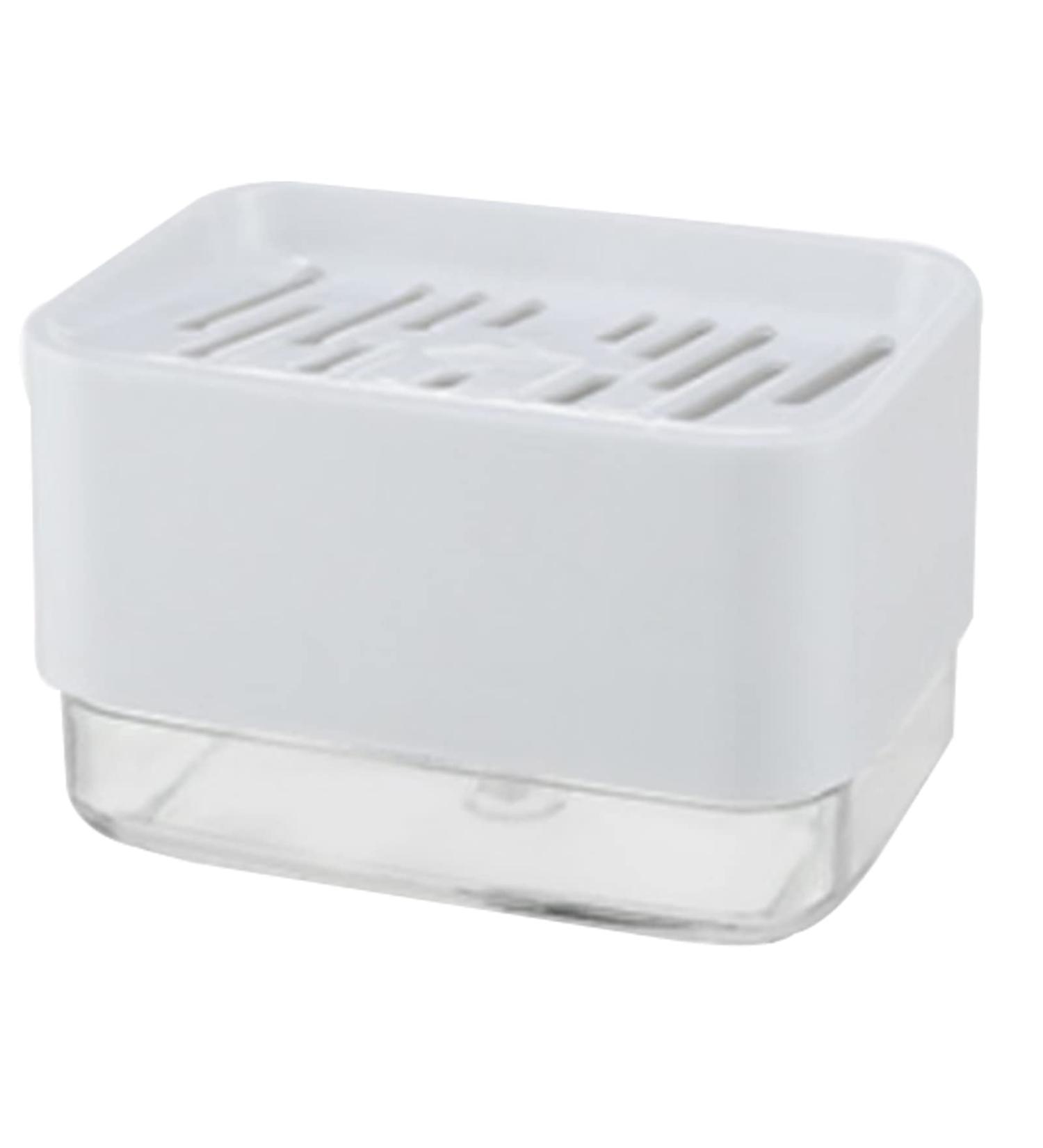 Kitchen Dishwashing Brush Detergent Push-Type Liquid Box Cleaning Brush Automatic Soap Box Simple Installation Double-Sided Sponge Wipe 13.7 * 9.7 * 9Cm Gray (White) - Buy Online on GoSupps.com