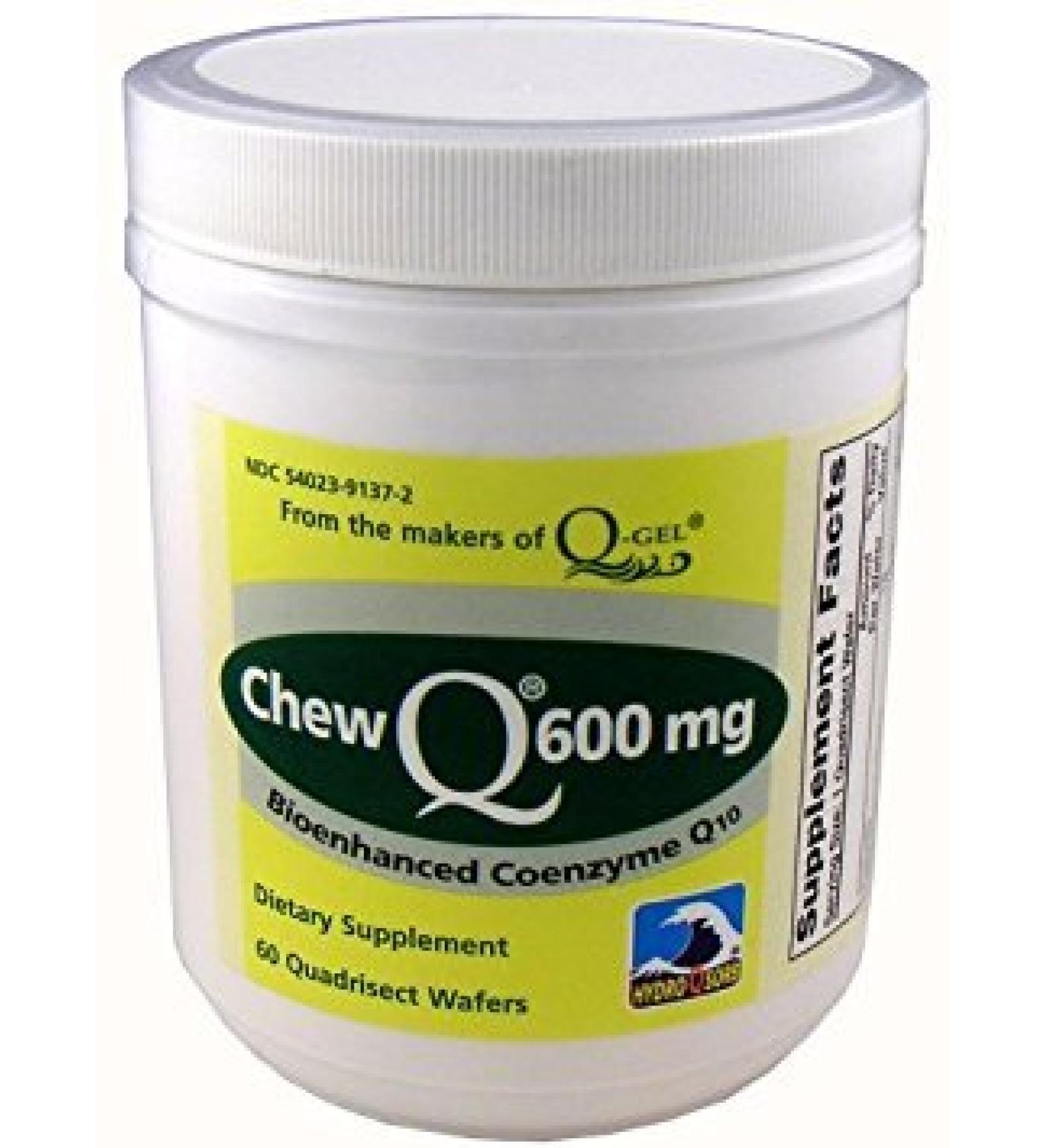 Chew-Q 600mg CoQ-10 - High Absorption. 60 Natural Orange Flavored Chewable Tablets (Chewtabs)