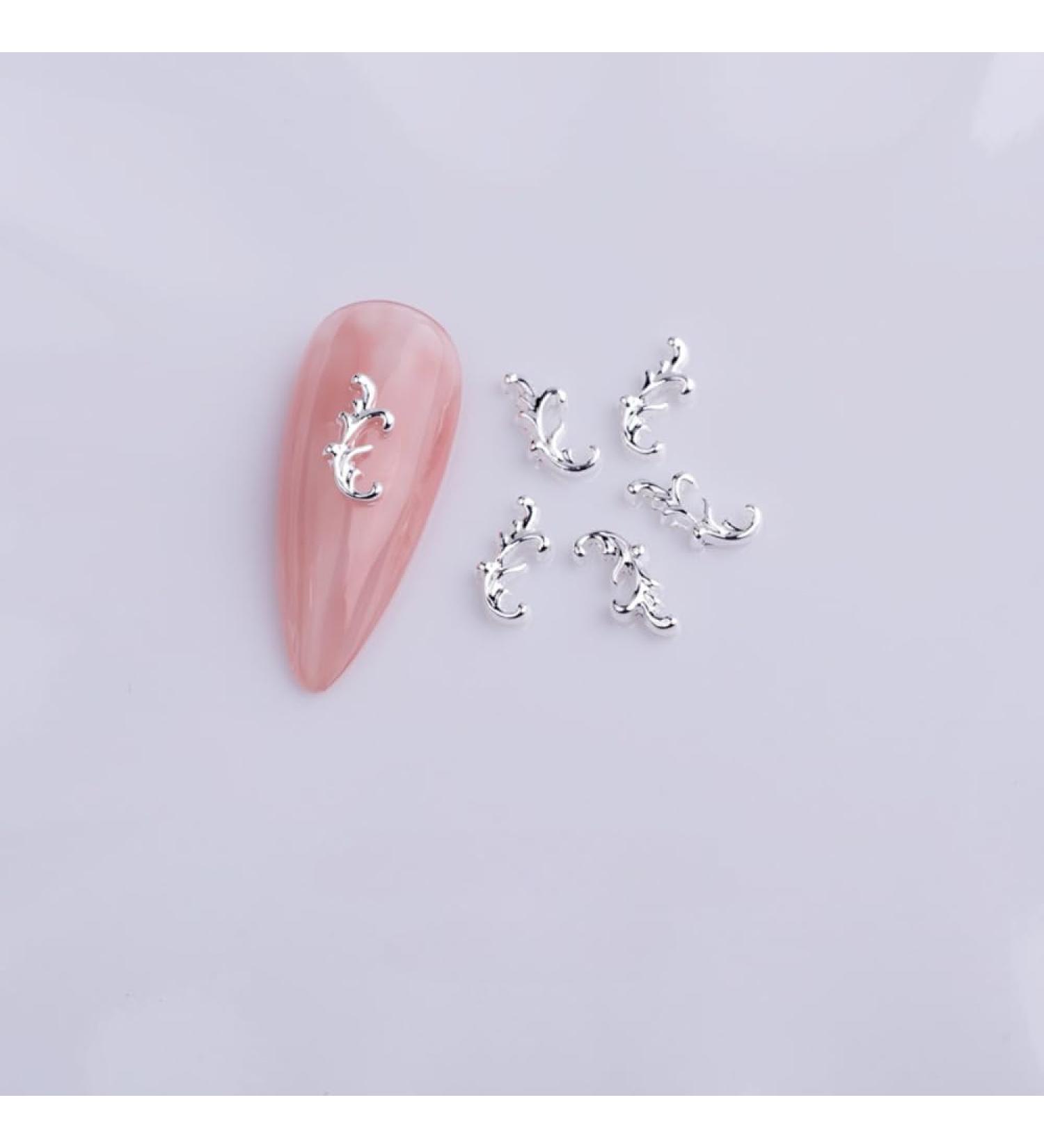 10pcs Nail Art Ribbon Bow Studs Silver Golden Metal 3D Butterfly Charms Nail Decoration Manicure DIY Design Accessories (8034)