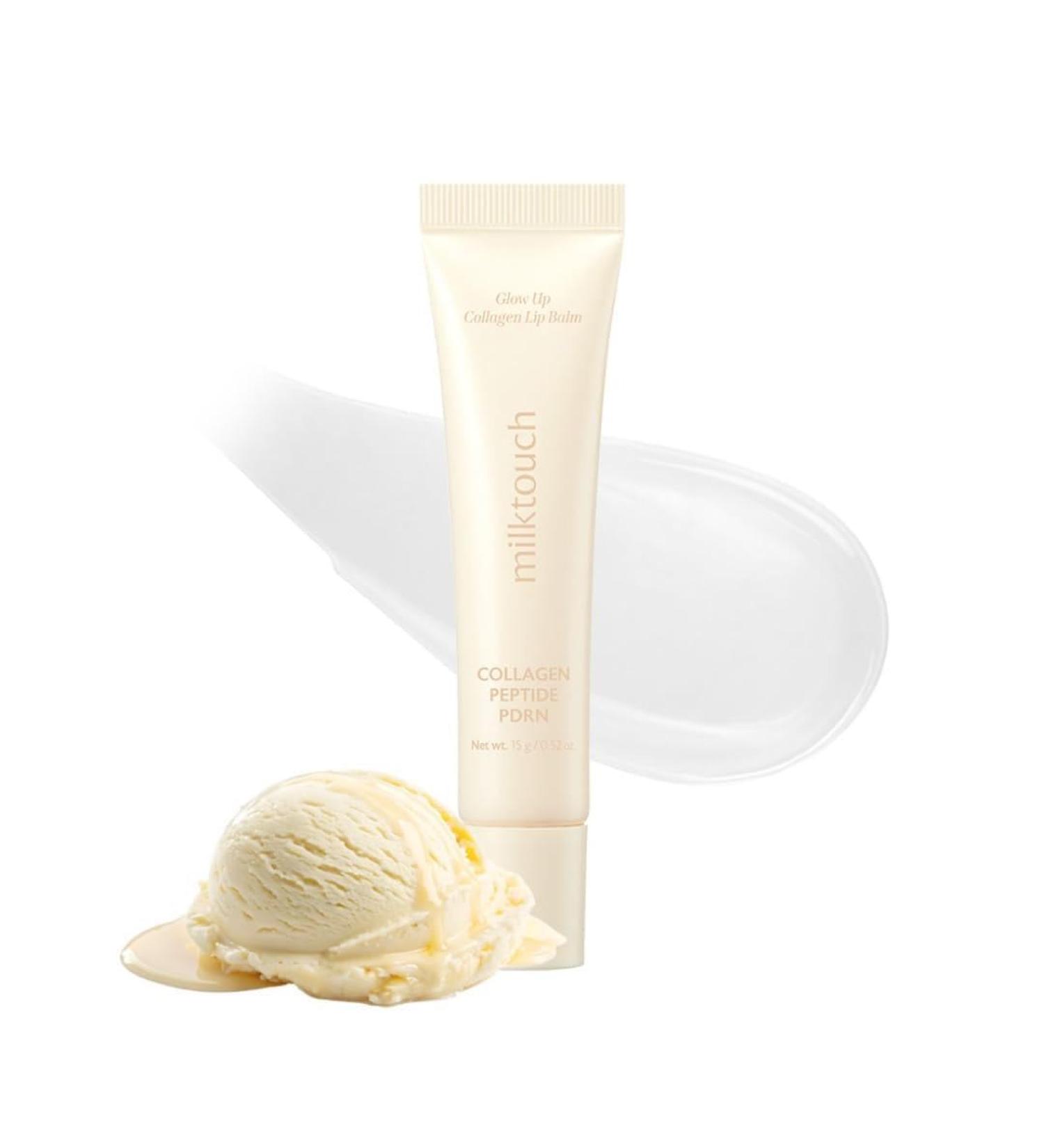 milktouch Vegan Glow Up Collagen Lip Balm Hydrating Lip Care with Collagen Peptide PDRN Cica & Shea Butter for Dry Lips Repair Anti-Aging Non-Sticky Moisturizer for Fuller Lips(15g) #Vanilla Cake - Buy Online on GoSupps.com