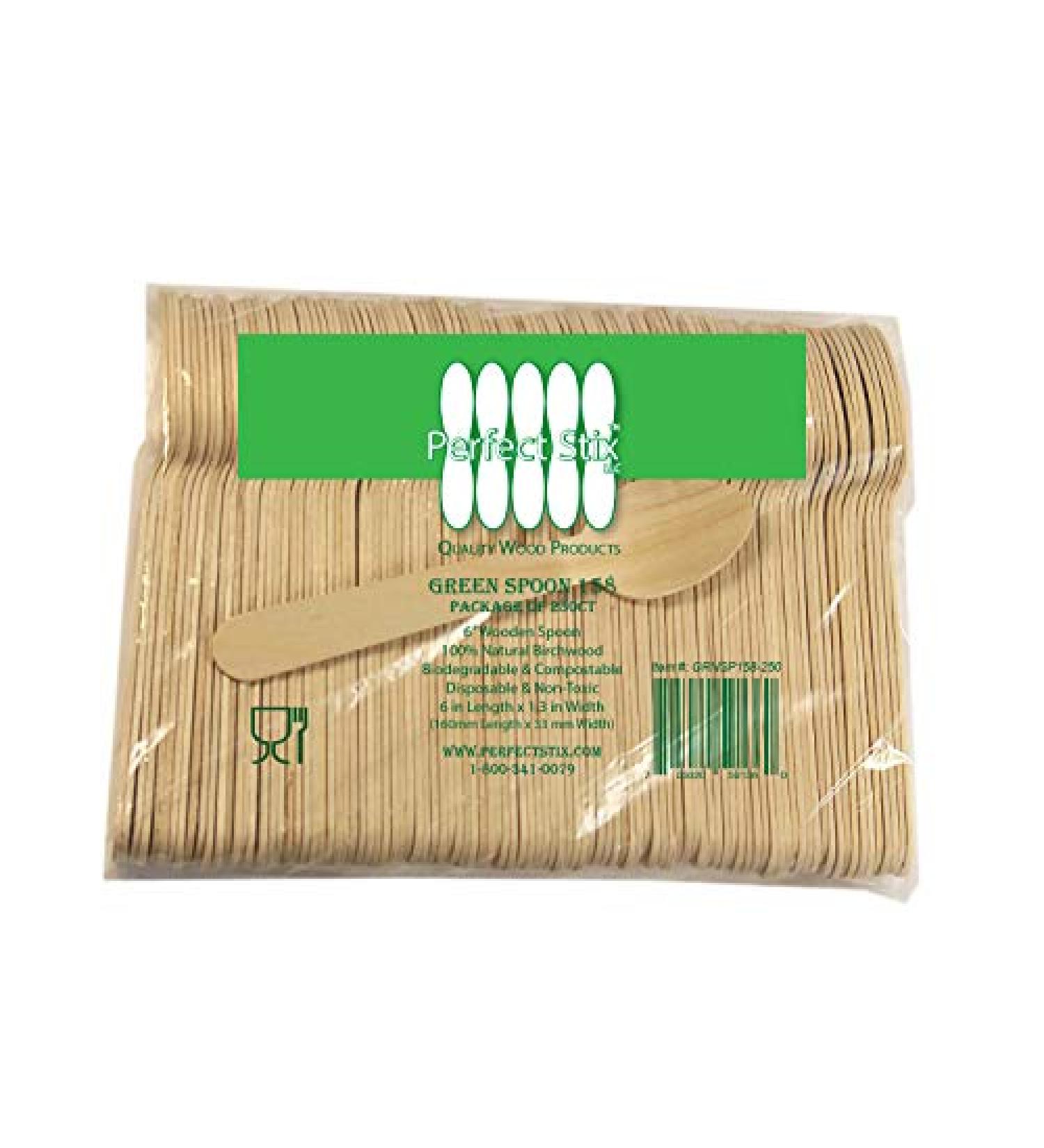 250ct Pack of Perfect Stix 6.25 Inch Wooden Cutlery Spoons - Eco-Friendly Utensils for Parties and Events - Buy Online on GoSupps.com