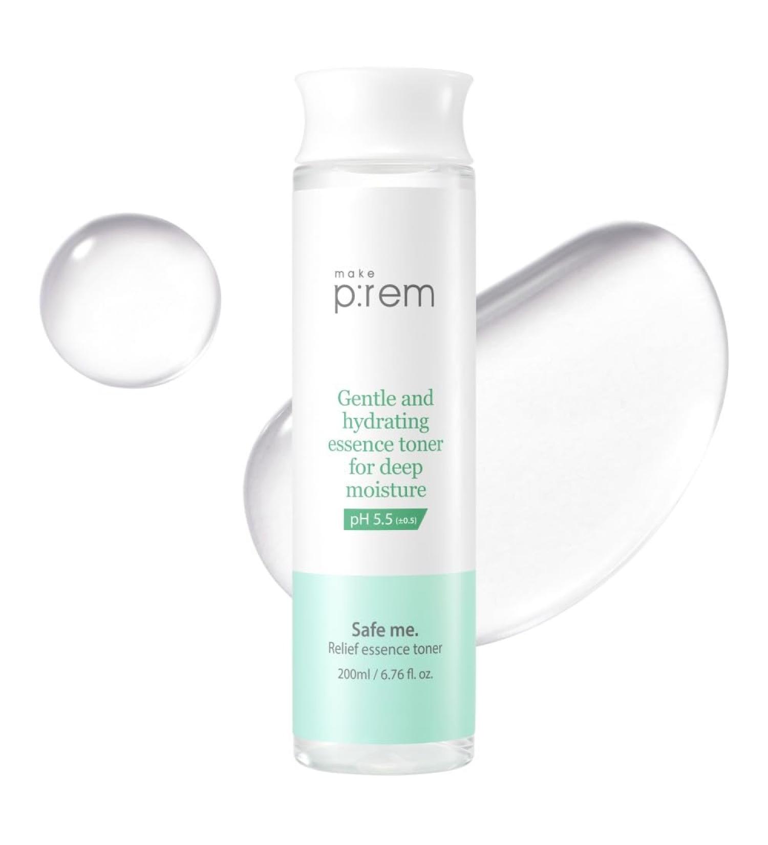 Make P:REM Safe Me. Relief Essence Toner Quick and Deep Hydrating Face Toner All Skin Types 24-Hour Moisturizing EVE Vegan Korean Skin Care (6.76 fl oz 200ml) 6.76 Fl Oz (Pack of 1)