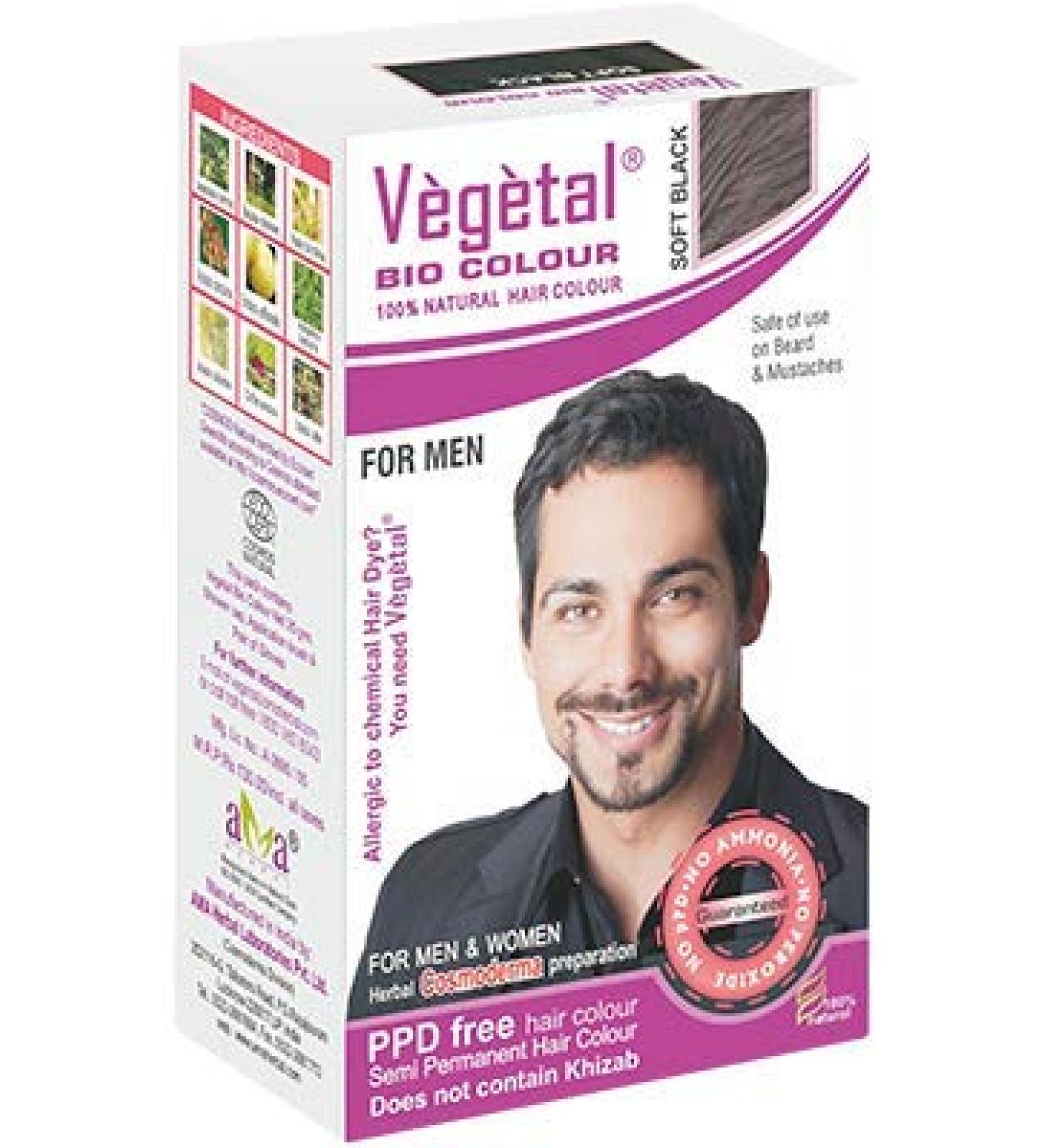 Vegetal Bio Colour - Natural Black Beard Hair Dye for Men | Ammonia-Free PPD-Free 100% Organic Herbal Formula | Complete Kit | 25g - Buy Online on GoSupps.com
