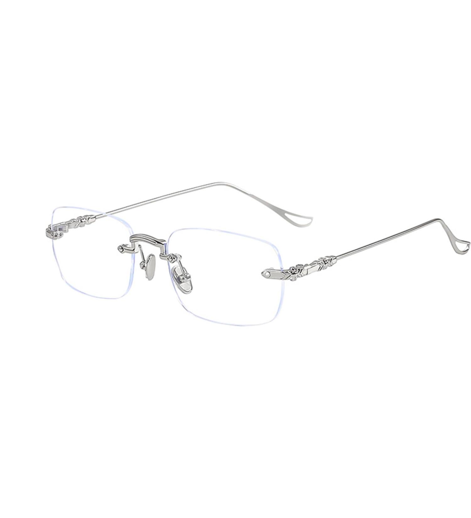 LILLIE Stylish Rimless Glasses for Men & Women - Blue Light Blocking Readers 3.5x Silver for Reading TV & Work - Buy Online on GoSupps.com