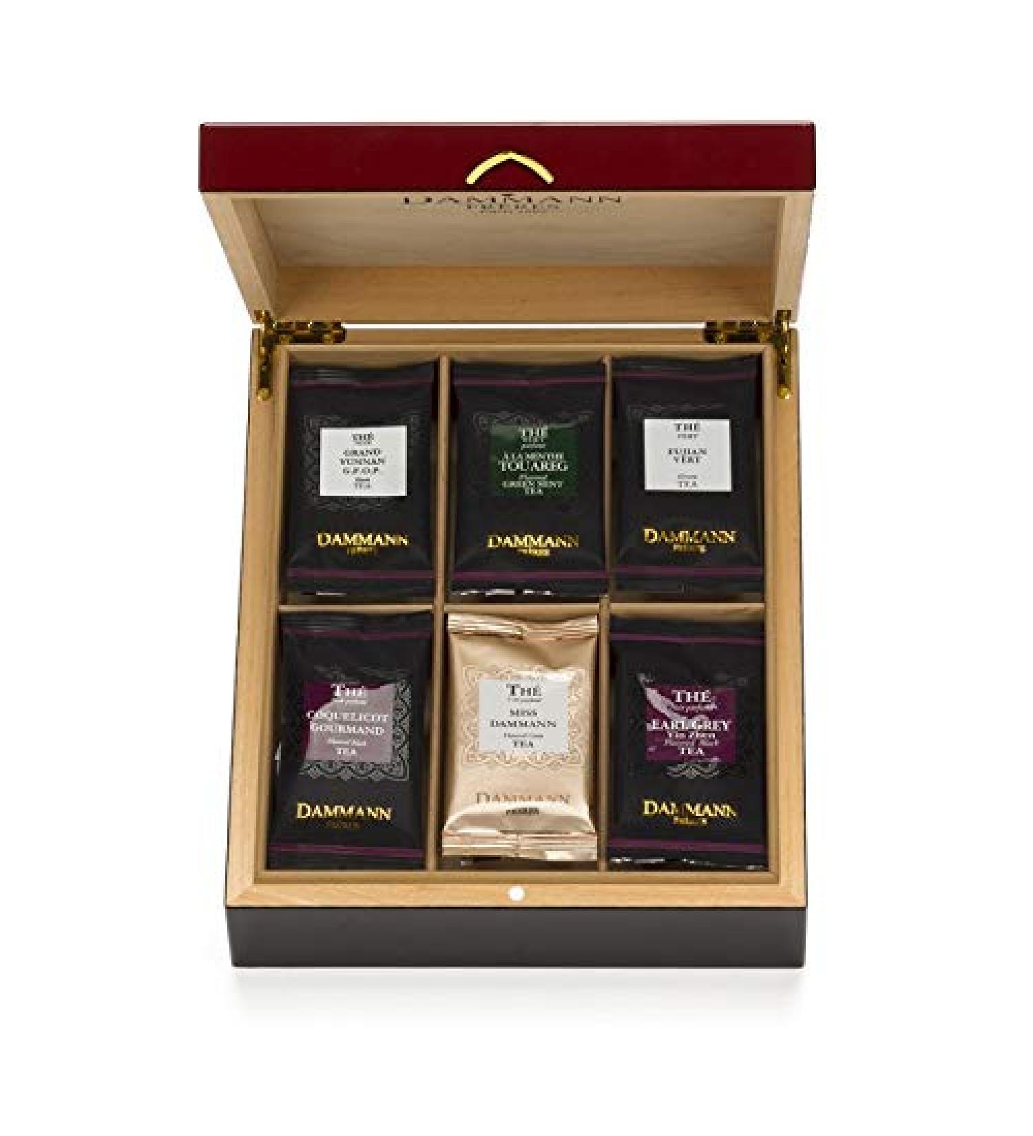 Pasticceria Passerini dal 1919 Tea Sampler Vermeil Wooden Coffret with 36 Envelopped Cristal Teabags 72g / 2.53 oz Dammann Fr res