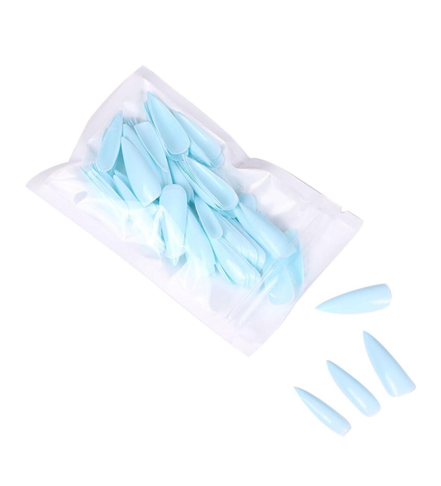 dijiusidy 1 Set Press on Nails Almond Fingernails Stick Solid Color Full Cover Art Decals Salon Supplies DIY Decorations No.11 ice lake blue - Buy Online on GoSupps.com