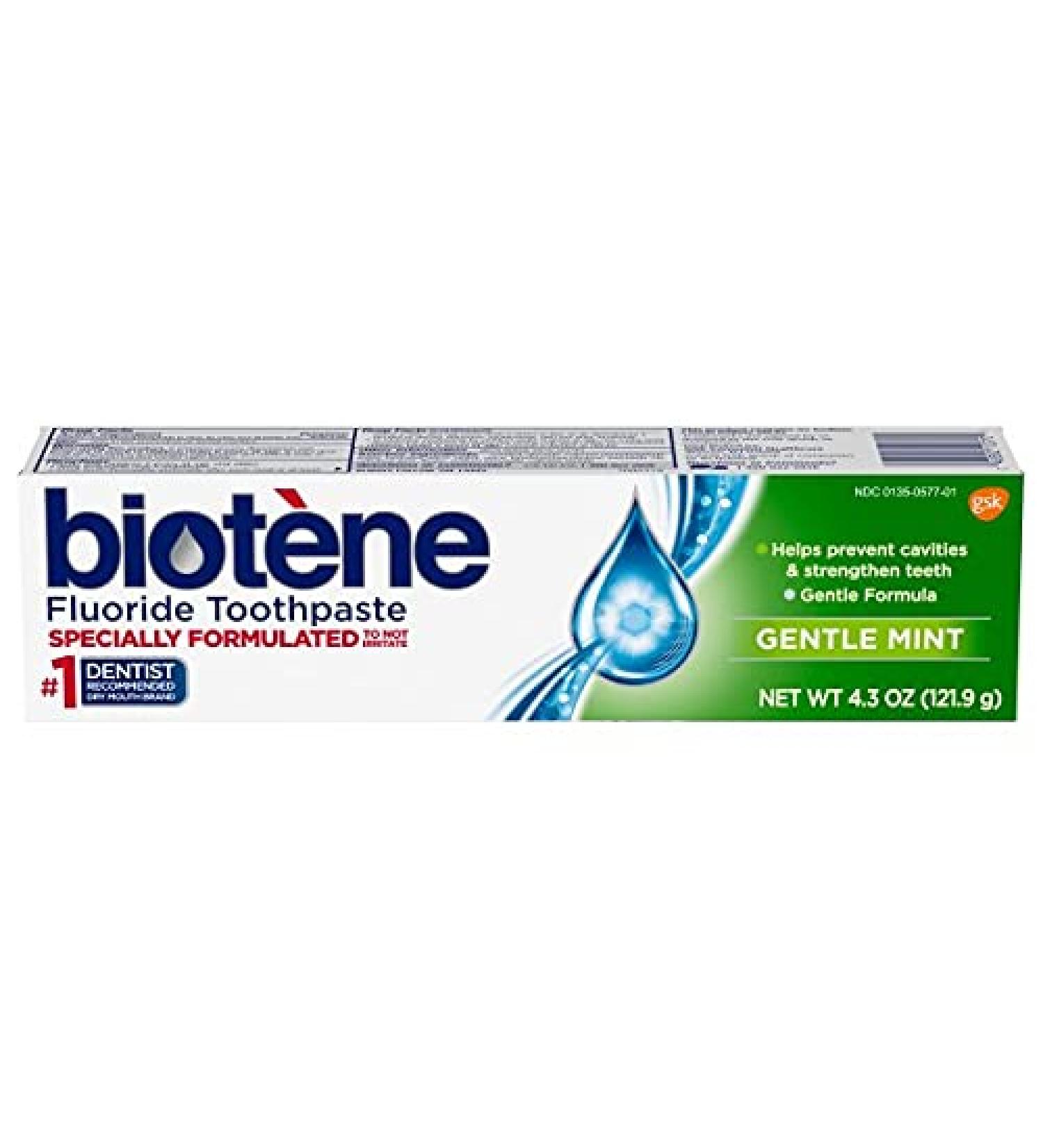 Biotene Fluoride Toothpaste for Dry Mouth & Bad Breath - Gentle Mint, 4.3 oz (Pack of 3) - Buy Online on GoSupps.com