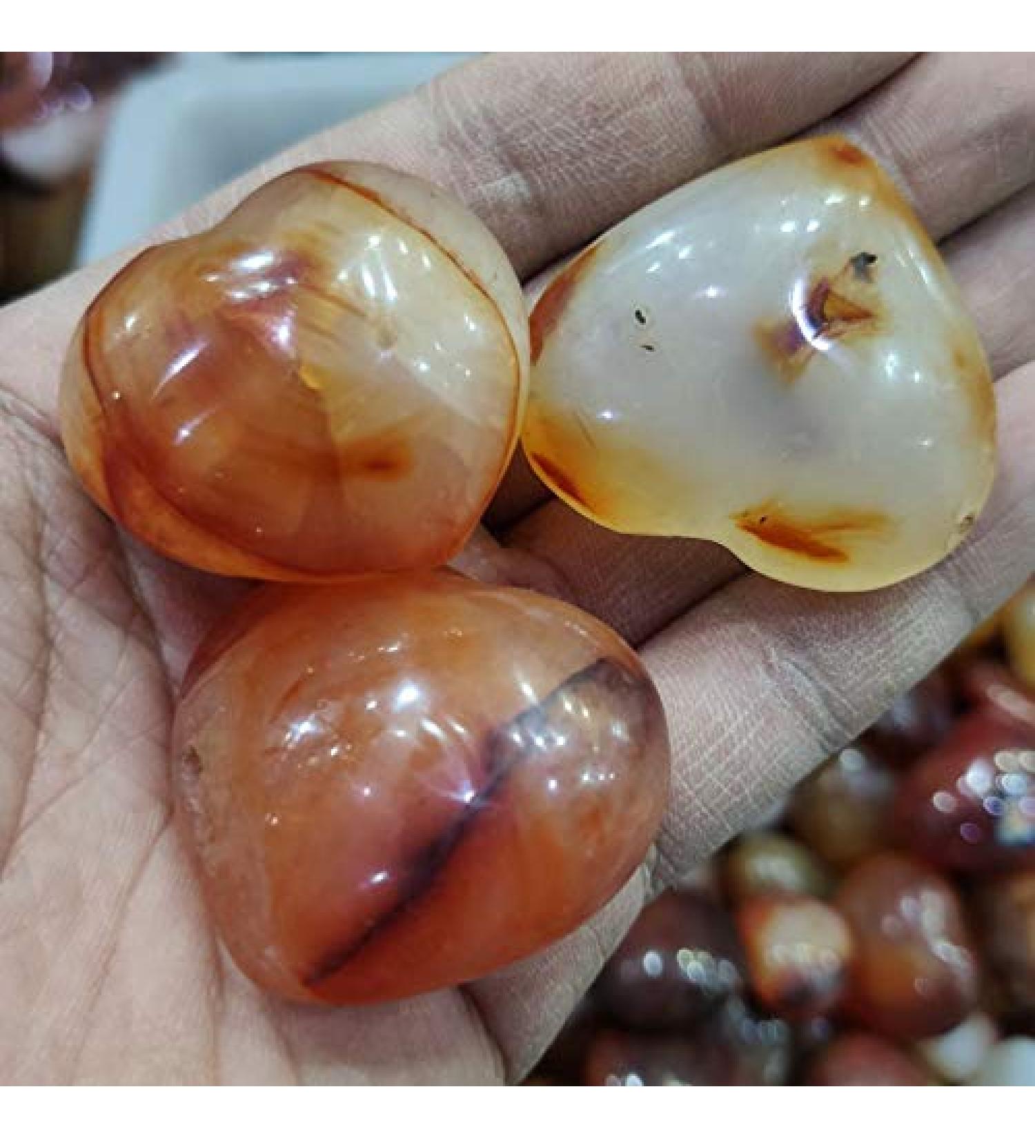 Natural Crystal Rough 3pcs Natural Heart-Shaped Colorful Red Carnelian Agate Flame Geode Stones - Buy Online on GoSupps.com
