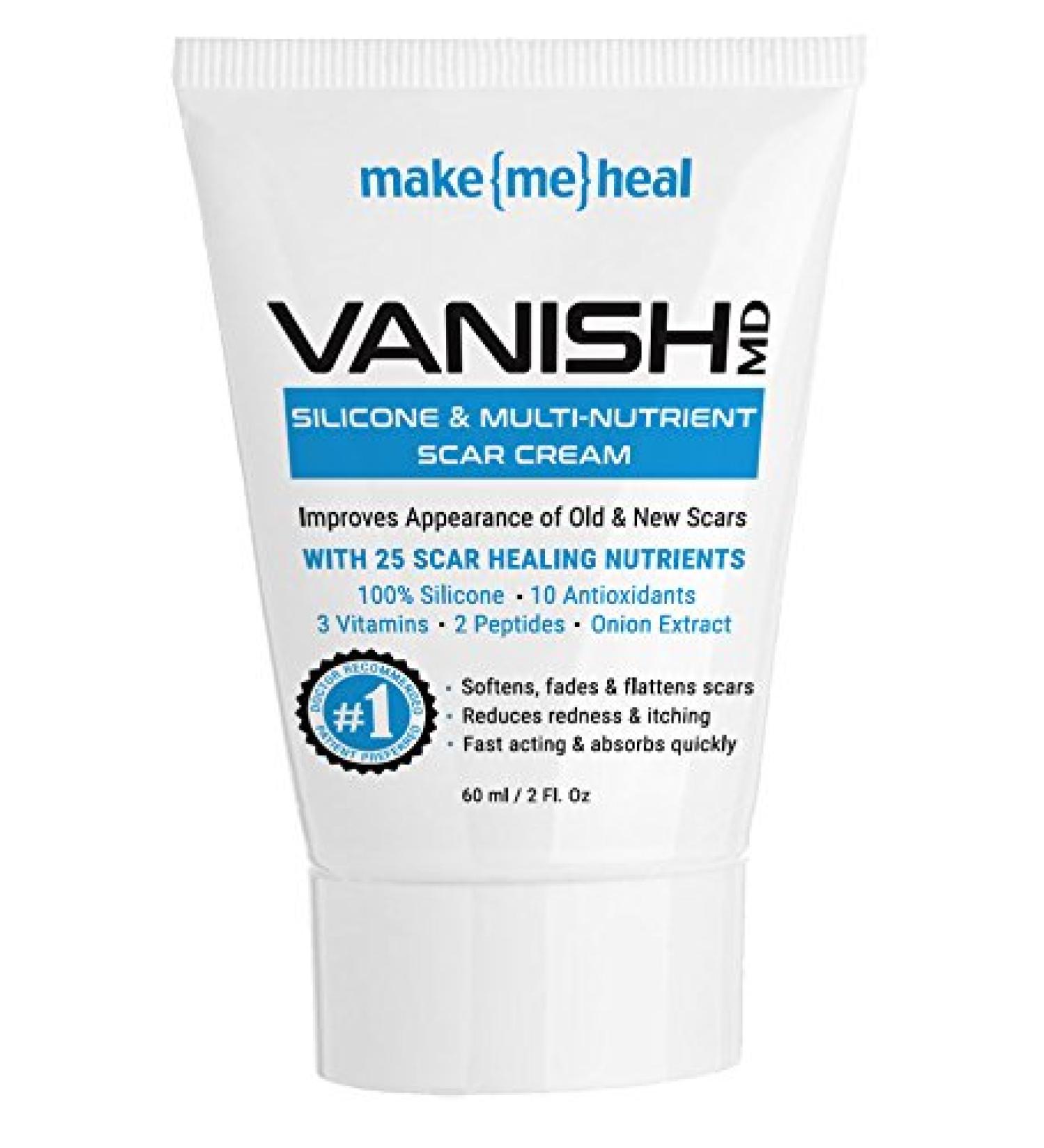 MakeMeHeal VANISH MD Silicone & Multinutrient Scar Reduction & Removal Cream (Acne Scars Stretch Marks Keloids Hypetrophic Scars Surgery/Injury Scars Burns)