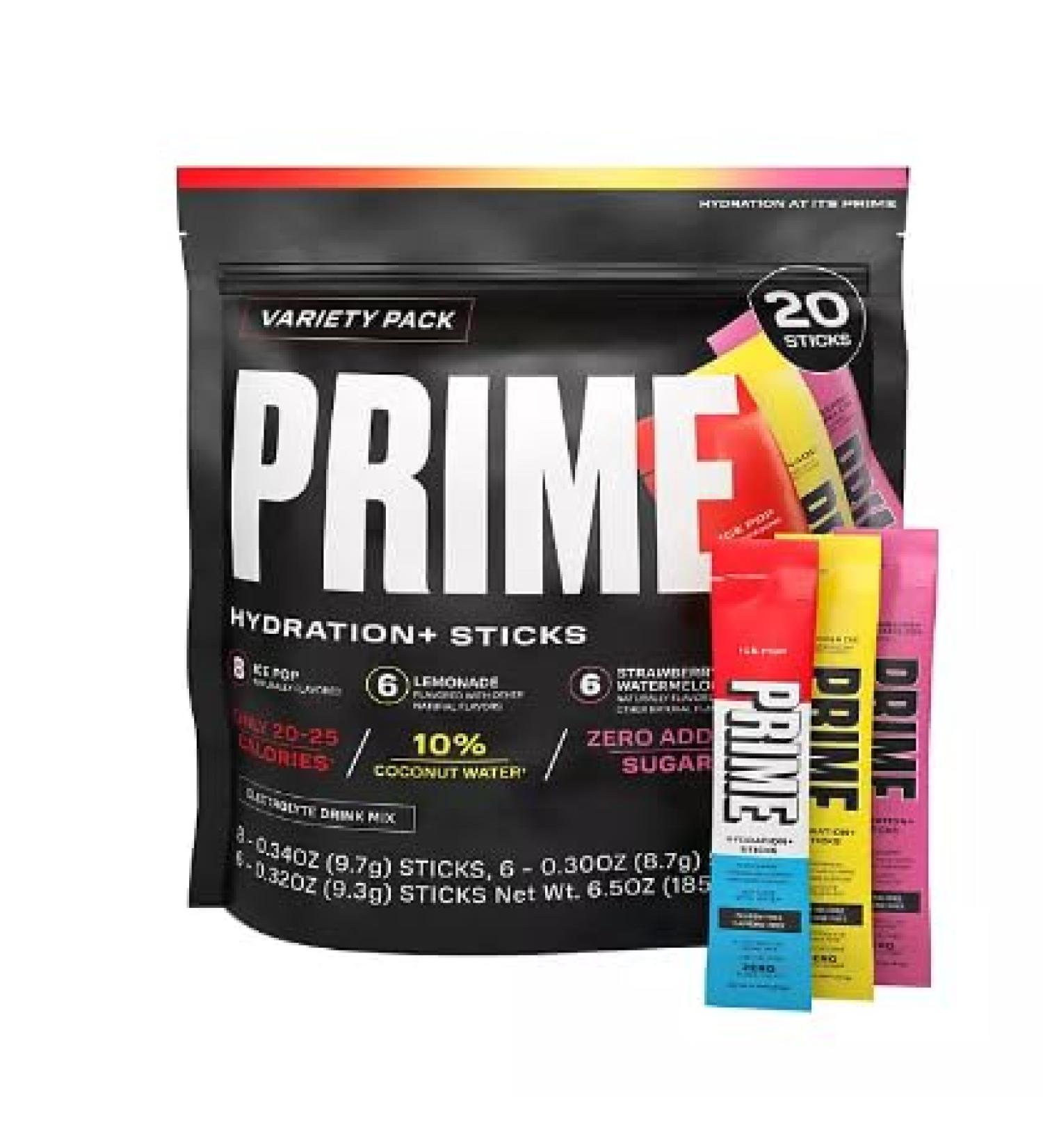 Prime Hydration+ Powder Drink Sticks Variety Pack 2.0 (20 Sticks - 3 Flavours) - Buy Online on GoSupps.com