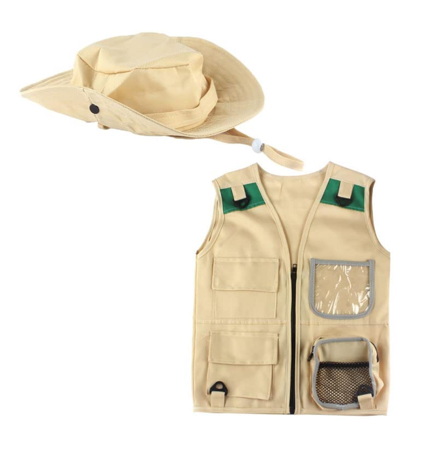 Zalati Kids Cargo Vest with Hat - Explorer Adventure Safari Style for Outdoor Activities - Buy Online on GoSupps.com