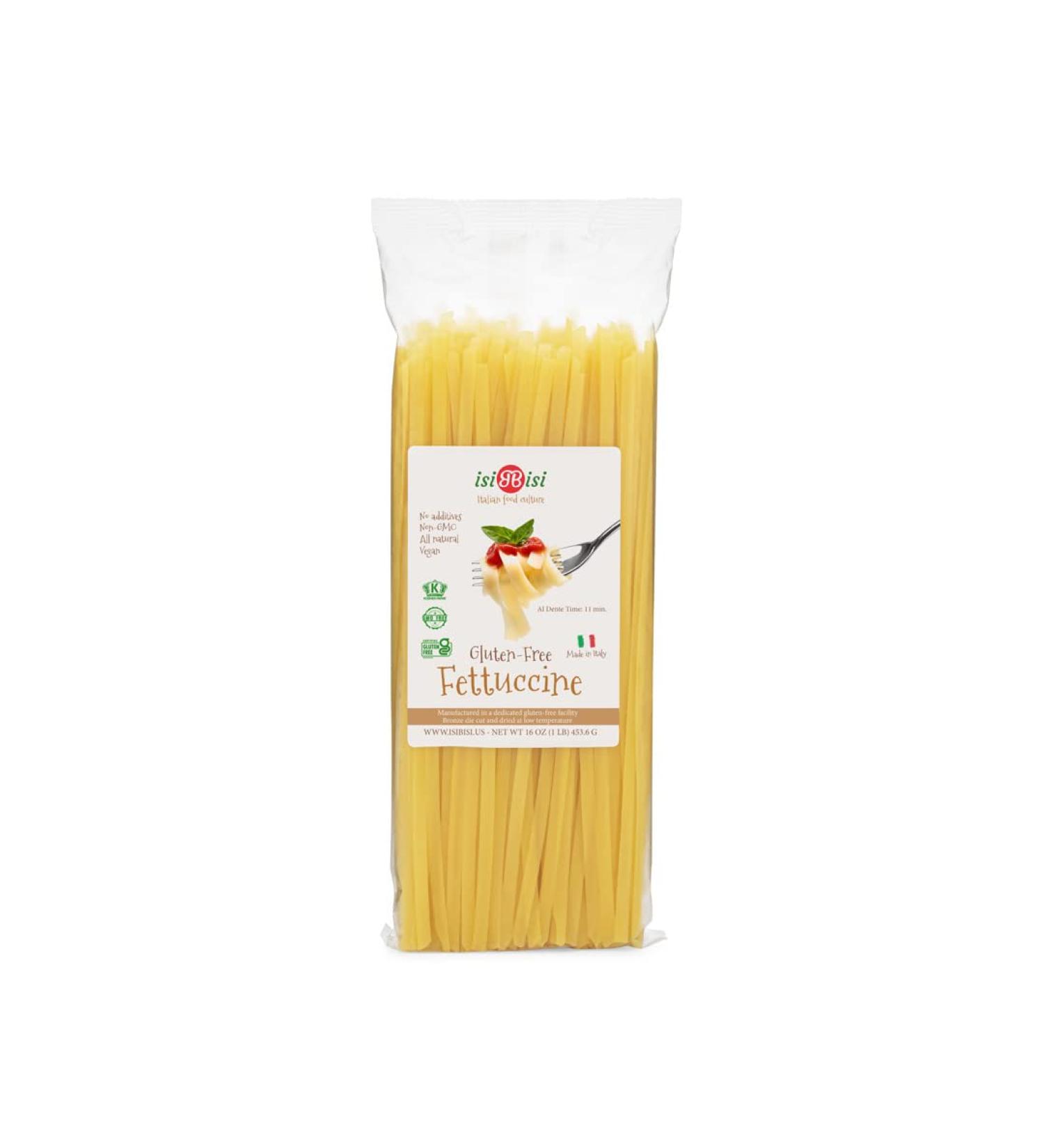 isiBisi Gluten Free Fettuccine Pasta - Organic Italian Noodles | Vegan & Non GMO | Rice & Corn Flour | Made in Italy - 1 Pack - Buy Online on GoSupps.com