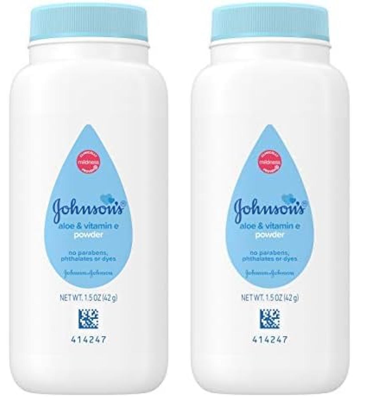 Johnson's Baby Naturally Derived Cornstarch Baby Powder with Aloe & Vitamin E - Hypoallergenic Paraben-Free Gentle Care for Baby Skin - 1.5 oz (Pack of 2 - Buy Online on GoSupps.com