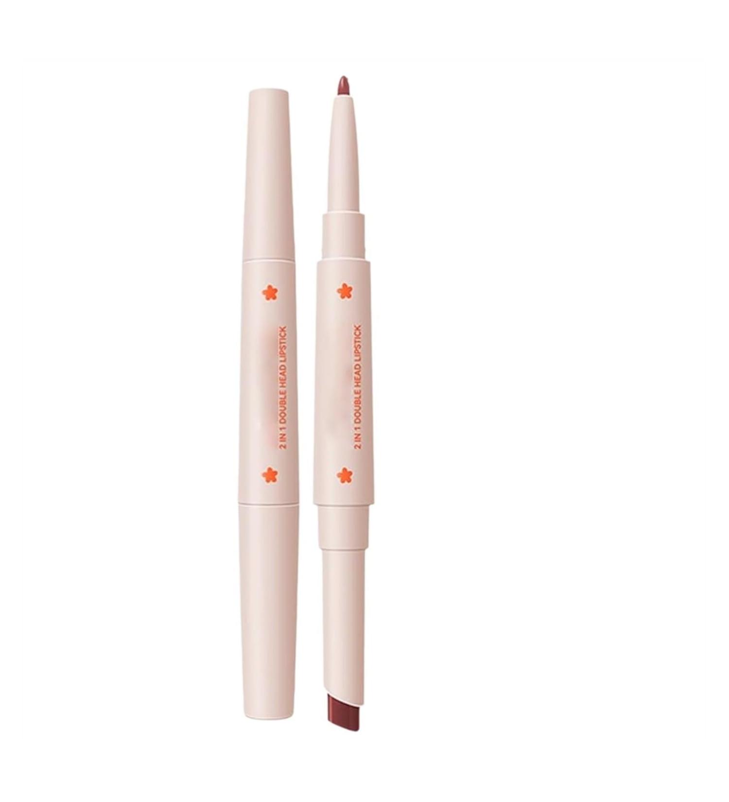 2 in 1 Double Head Lipstick & Lip Liner Set - Waterproof 24 Hour Nude Lipstick for Women | Creamy Lip Pencil | International Shipping - Buy Online on GoSupps.com