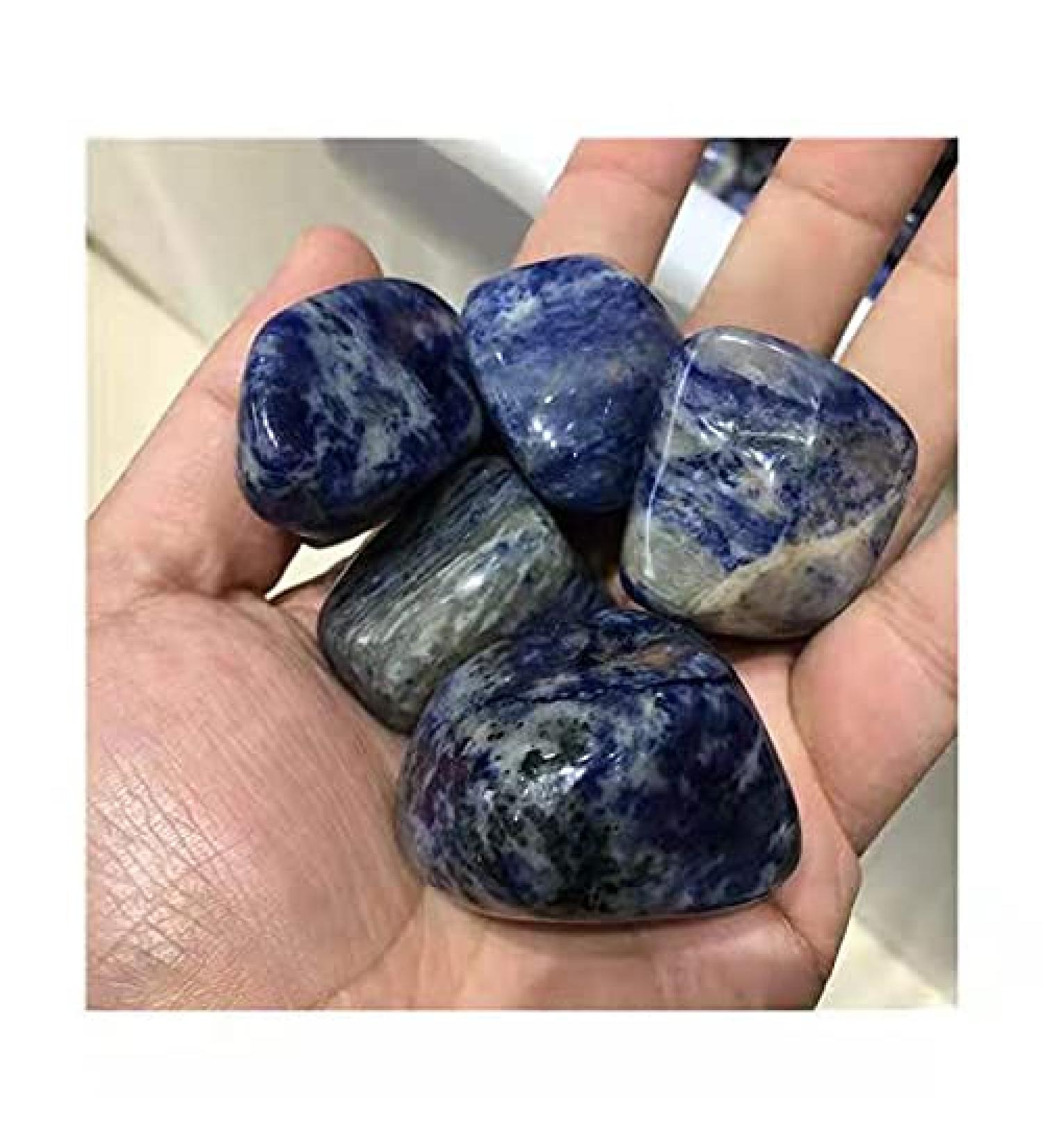 Bulk Crystals Natural Quartz Crystal Blue Sodalite Tumbled Stones for Home Decoration 5pcs 20-25mm Full of Texture - Buy Online on GoSupps.com