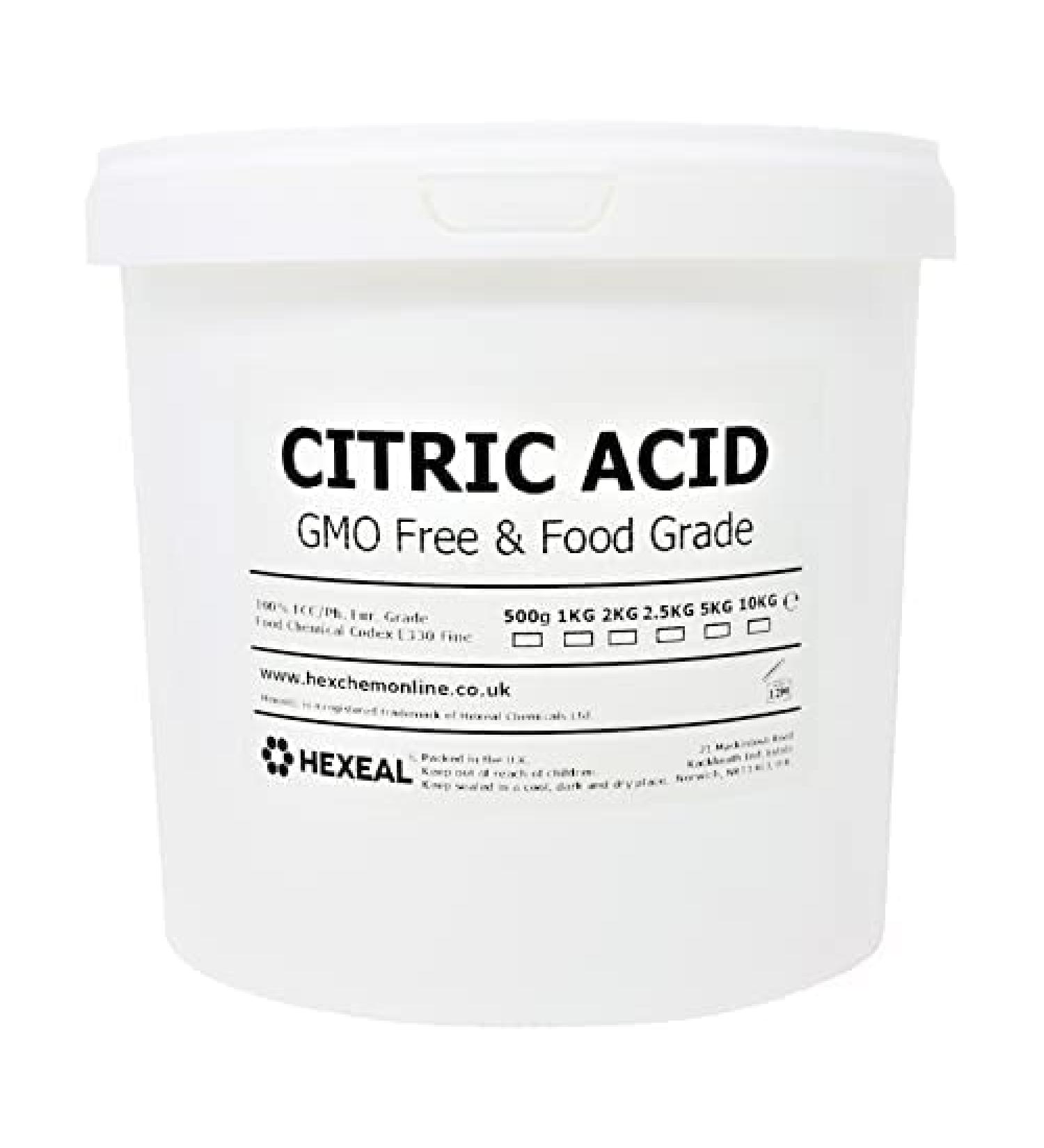 Hexeal Citric Acid 5kg 5kg Bucket of Food Grade Anhydrous Fine Citric Acid for Bath Bombs Cleaning Descaling Removing Rust & Preserving