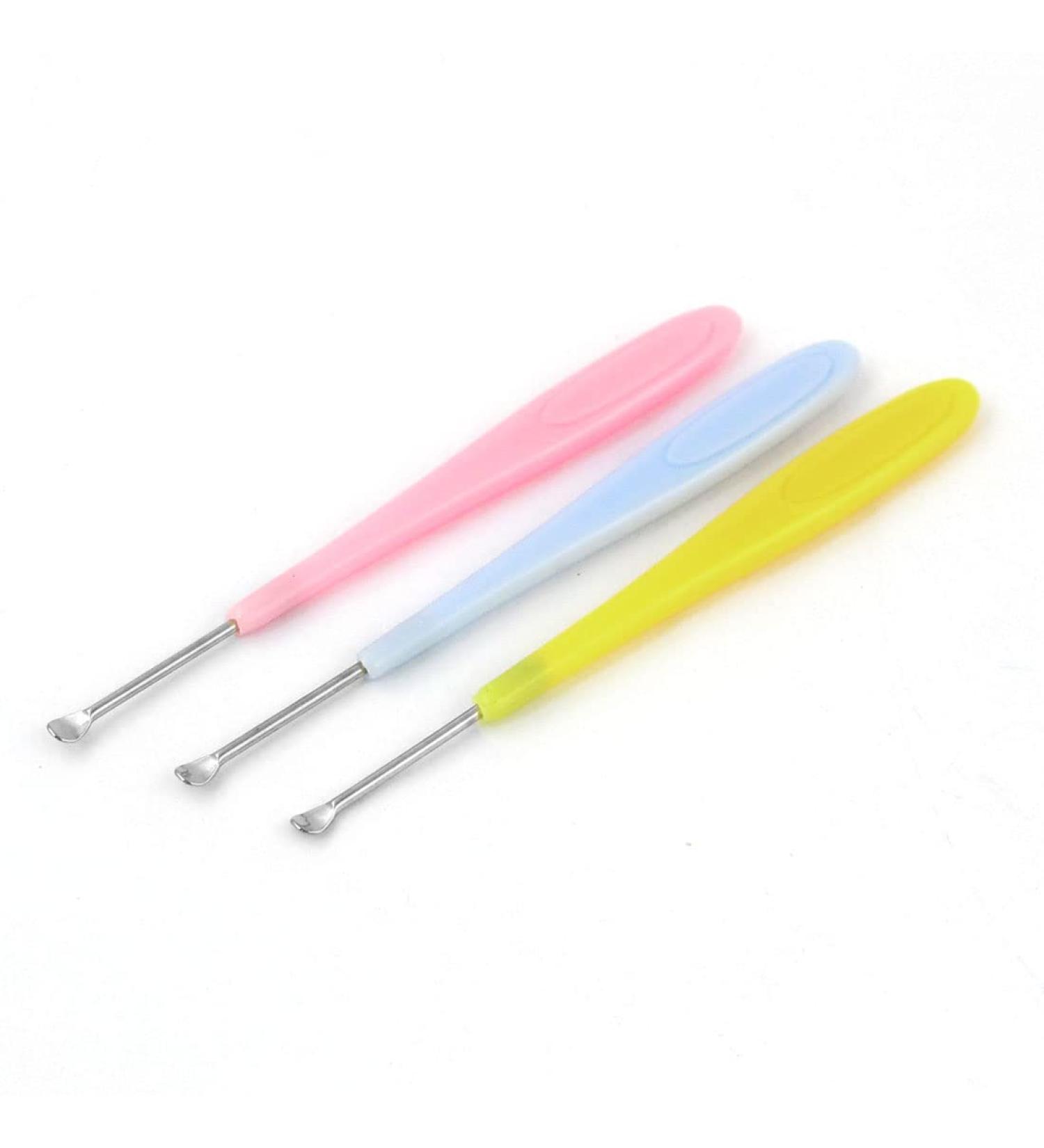 Qtqgoitem 3 Pcs Pink Yellow Pale Blue Plastic Handle Ear Wax Cleanning Curette Earpick (Model: bf2 072 4f4 a4e 8b5)