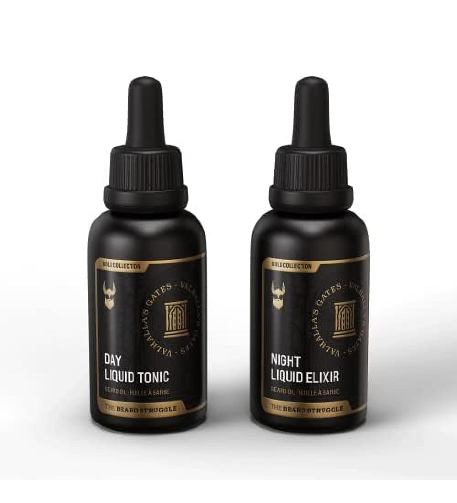 Premium Beard Struggle Tonic & Elixir Bundle - Platinum Collection - Nourishing Beard Oil for Softness & Growth - Vanir s Wisdom & Valhalla s Gates - International Shipping - Buy Online on GoSupps.com