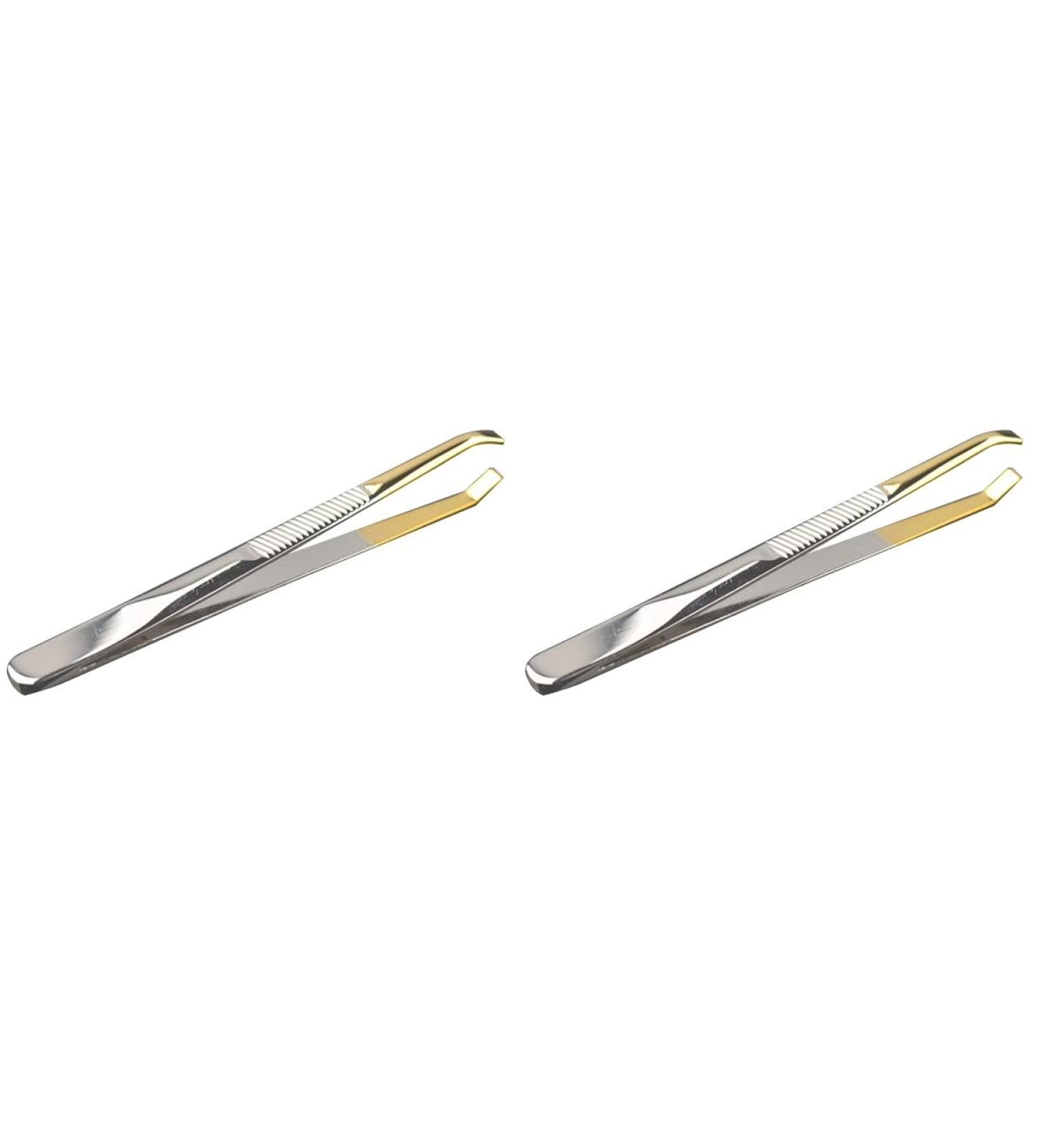 Fomiyes Stainless Steel Eyebrow Tweezers - Precision Hair Removal & Eyelash Extension Kit (2 Pieces) | International Shipping Available - Buy Online on GoSupps.com