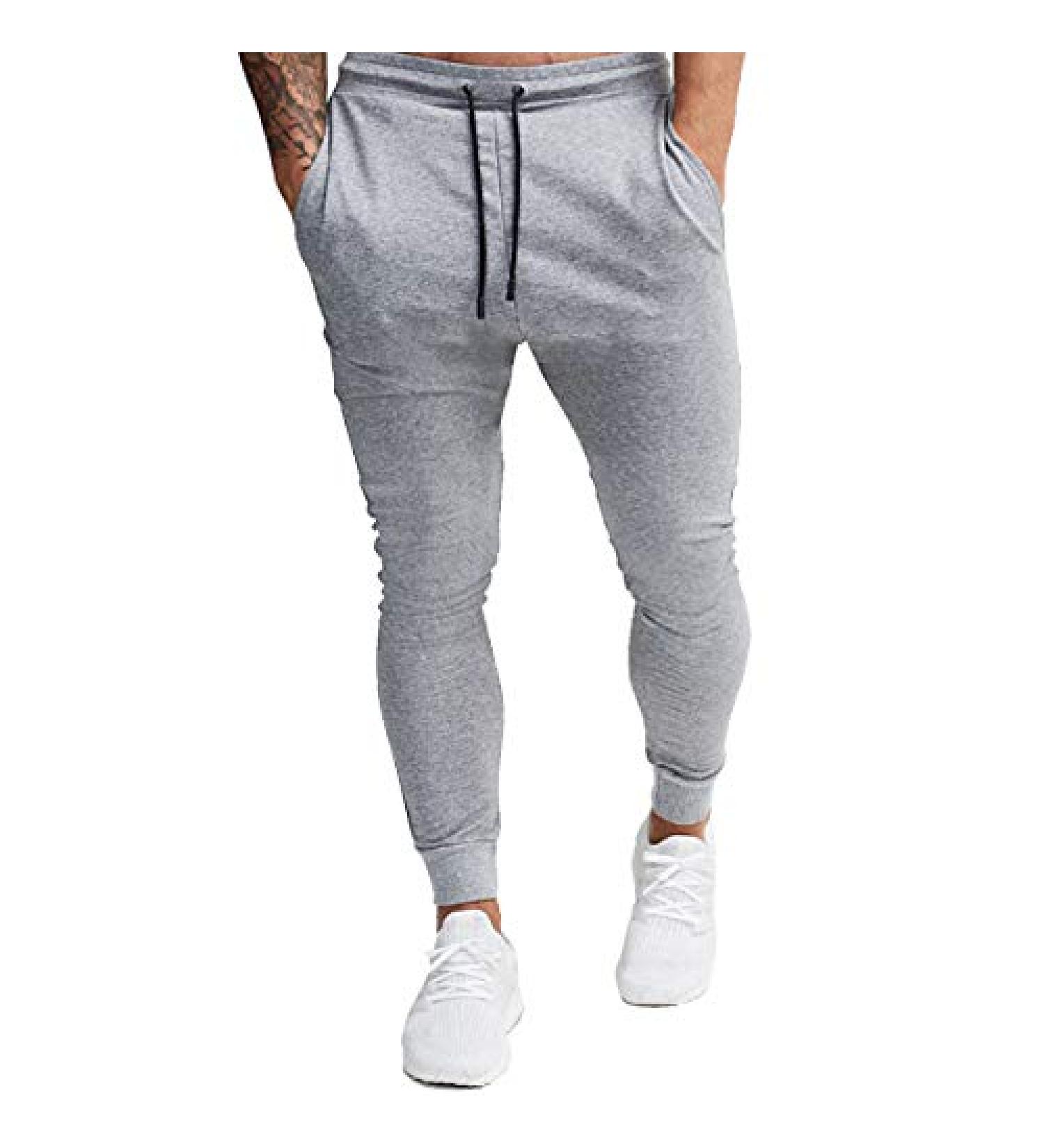 Waterwang Men's Slim Jogger Pants - Tapered Athletic Sweatpants | Light Gray - Size Small - Buy Online on GoSupps.com