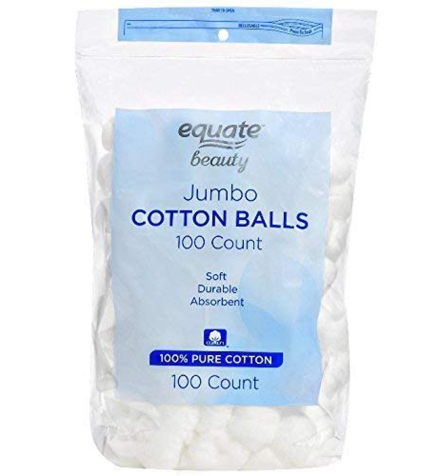 Equate Beauty Jumbo Cotton Balls 100 Ct - Soft & Absorbent - Buy Online on GoSupps.com