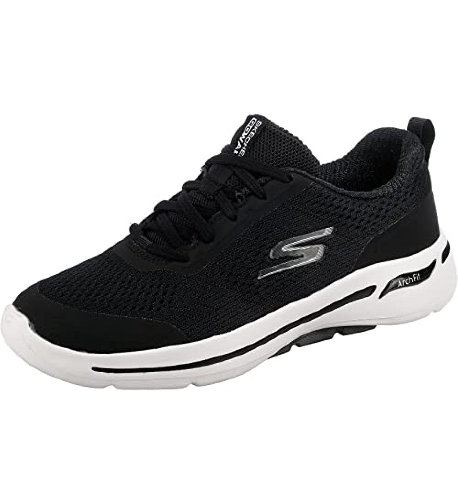 Skechers Women's Go Walk Arch Fit-Motion Breeze Sneaker 7 Wide - Black/White - Buy Online on GoSupps.com
