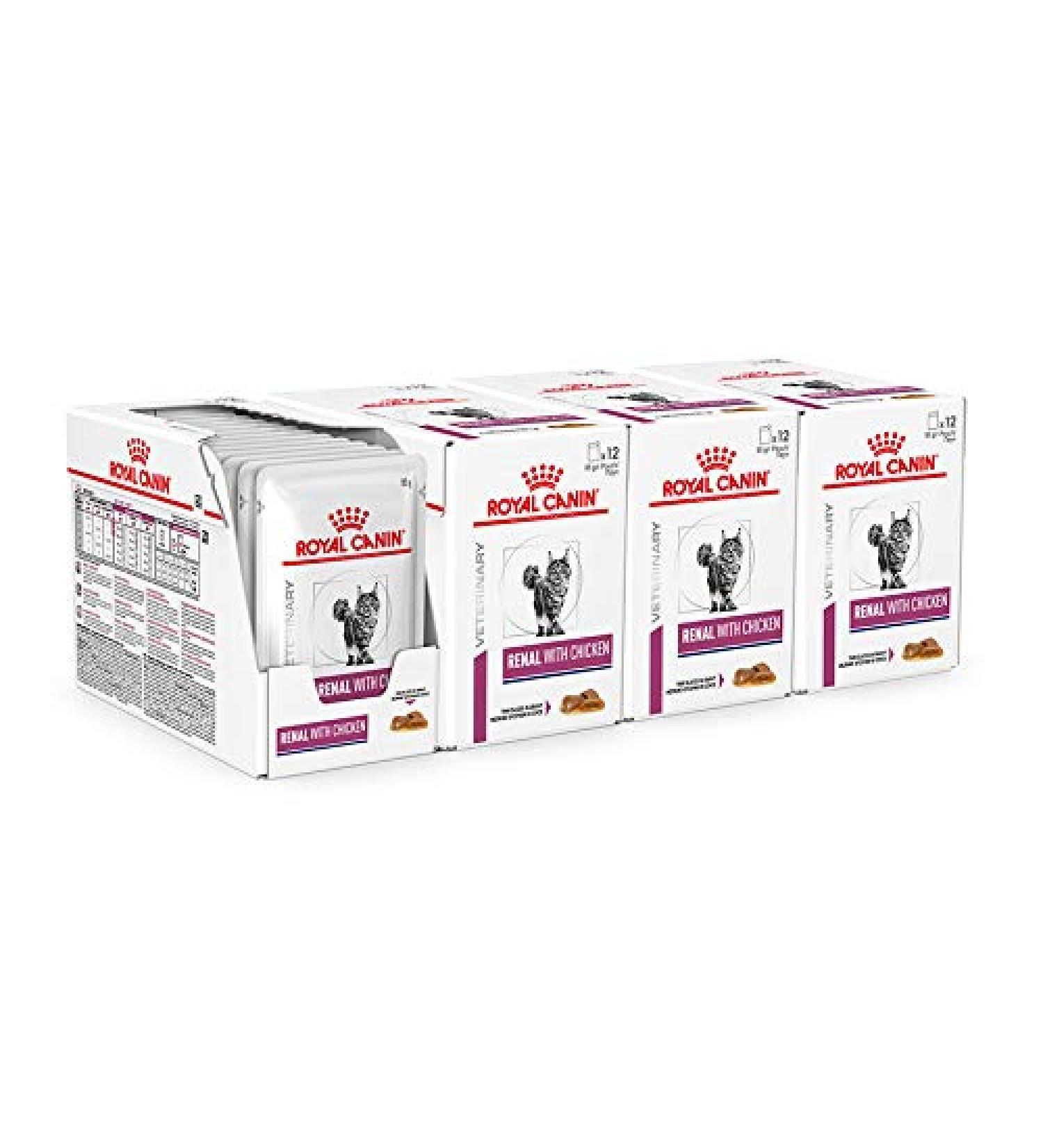 ROYAL CANIN Renal Veterinary Health Nutrition Cat Food Wet Chicken 48 x 85g pouches Chicken 85 g (Pack of 48)