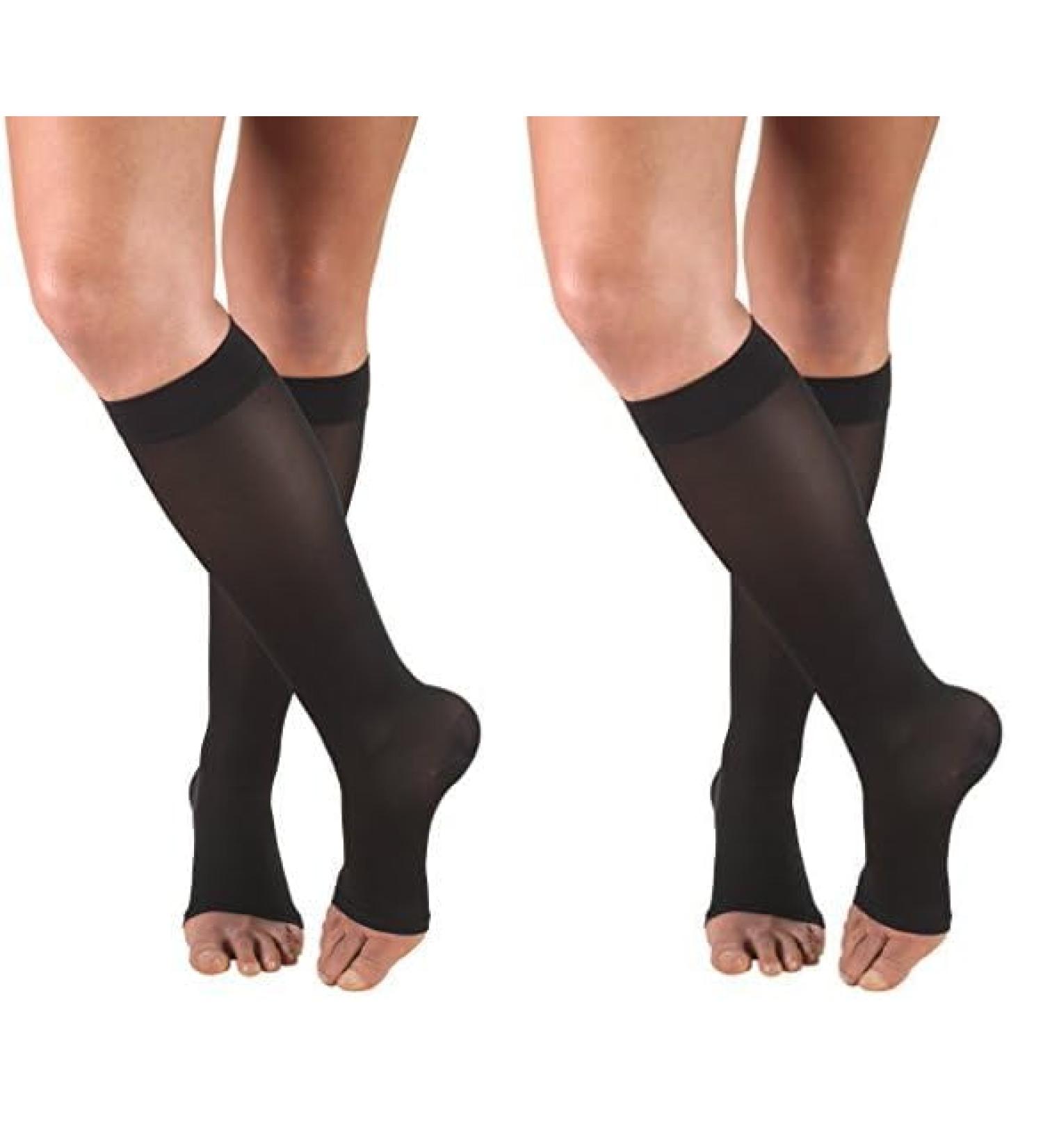 Truform Women's Compression Stockings 20-30 mmHg Knee High Open Toe Black Small - Pack of 2 for Optimal Leg Health - Buy Online on GoSupps.com