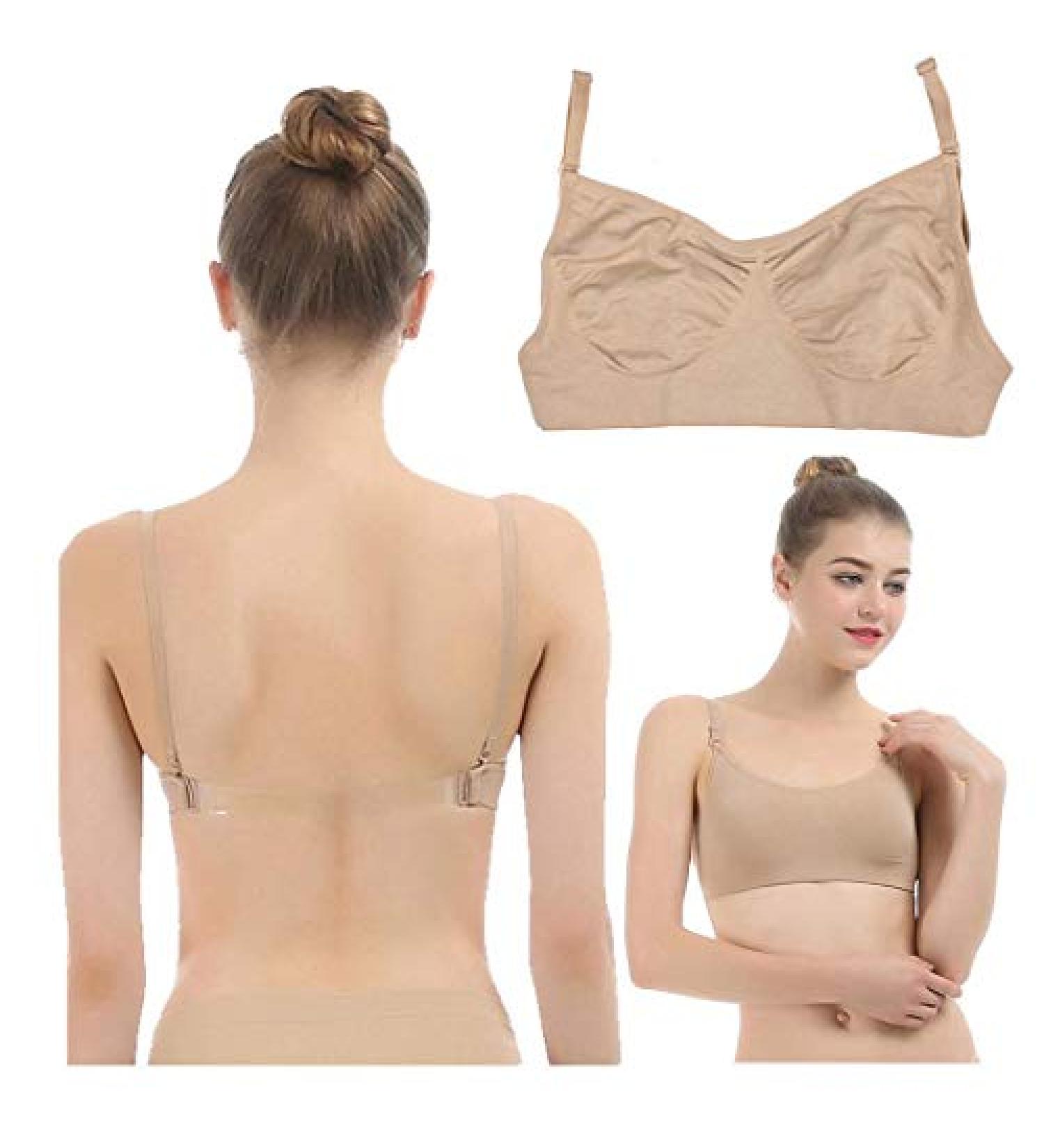iMucci Professional Beige Clear Back Ballet Dance Bra - Medium Beige - Buy Online on GoSupps.com