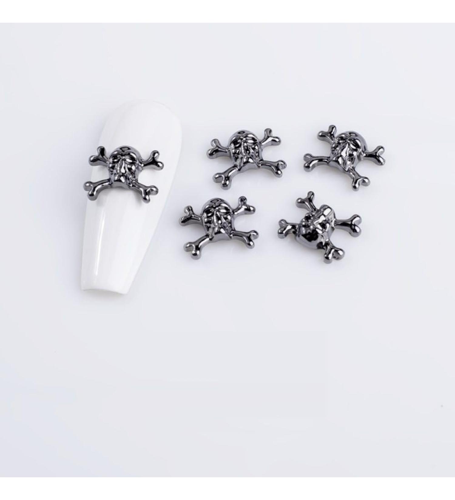 qbodp 50 Pcs Halloween Dark Style Nail Charms Fashion Nail Ornaments Skull Decorations for Nail Nail Supplies Nail Art Decoration Accessories