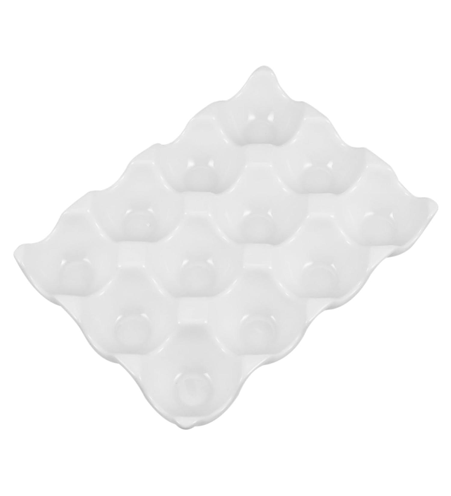 Angoily 12 Egg Tray Egg Case Holder Chicken Egg Dispenser Refrigerator Egg Holder White Ceramics Food Glass - Buy Online on GoSupps.com