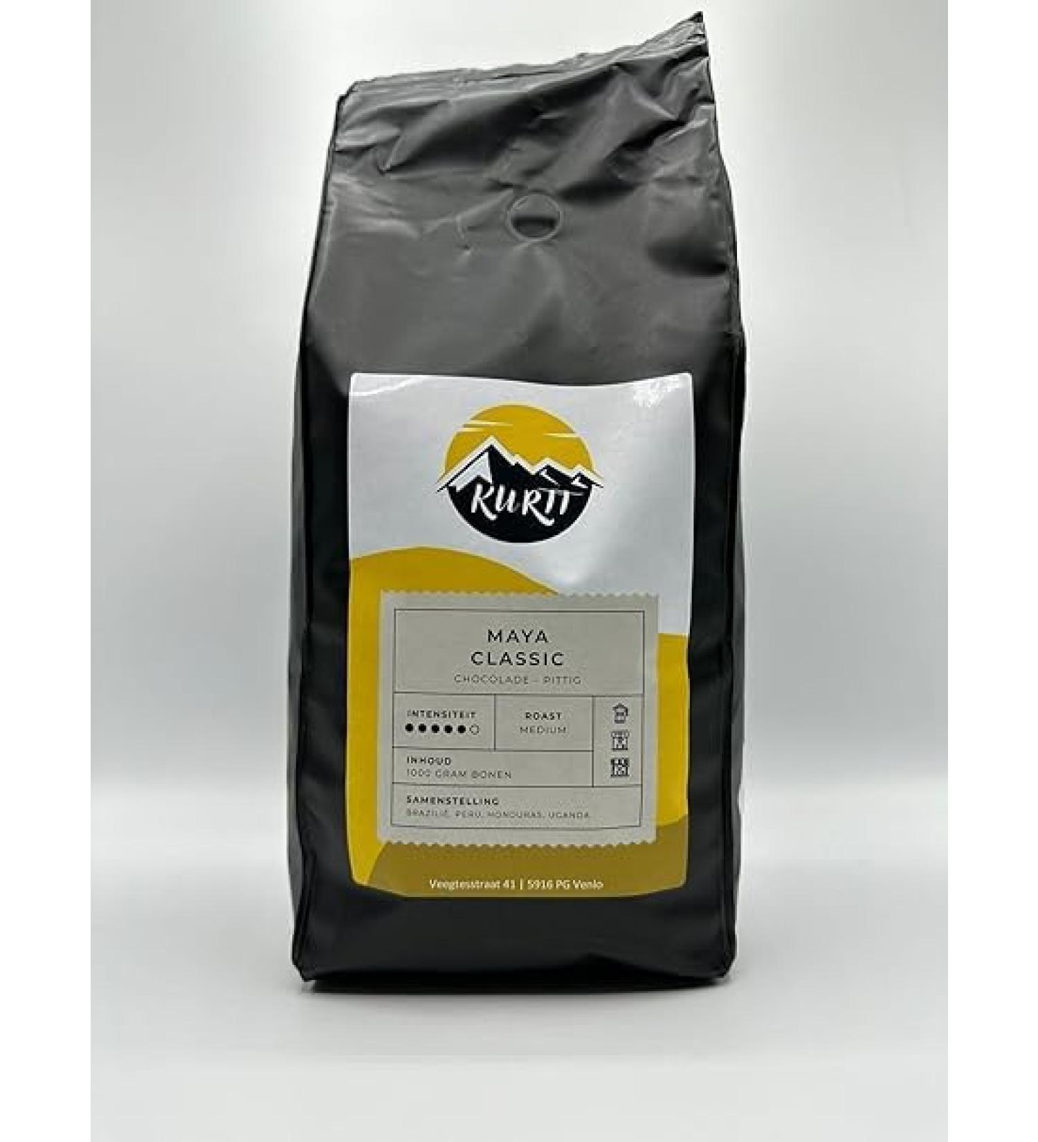 KURTT - Coffee beans - Coffee beans 1kg - Maya Classic - Chocolate - Spicy - Medium Roast - Coffee machine - Coffee machine - Coffee beans - coffee cups - 1000g