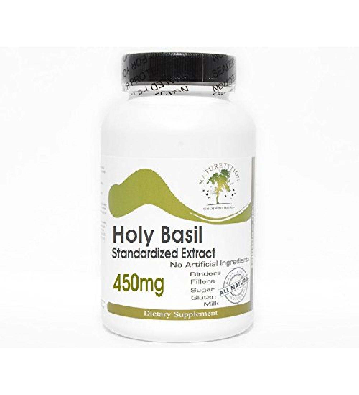 Holy Basil Standardized Extract 450mg 200 Capsules - No Additives Naturetition Supplements