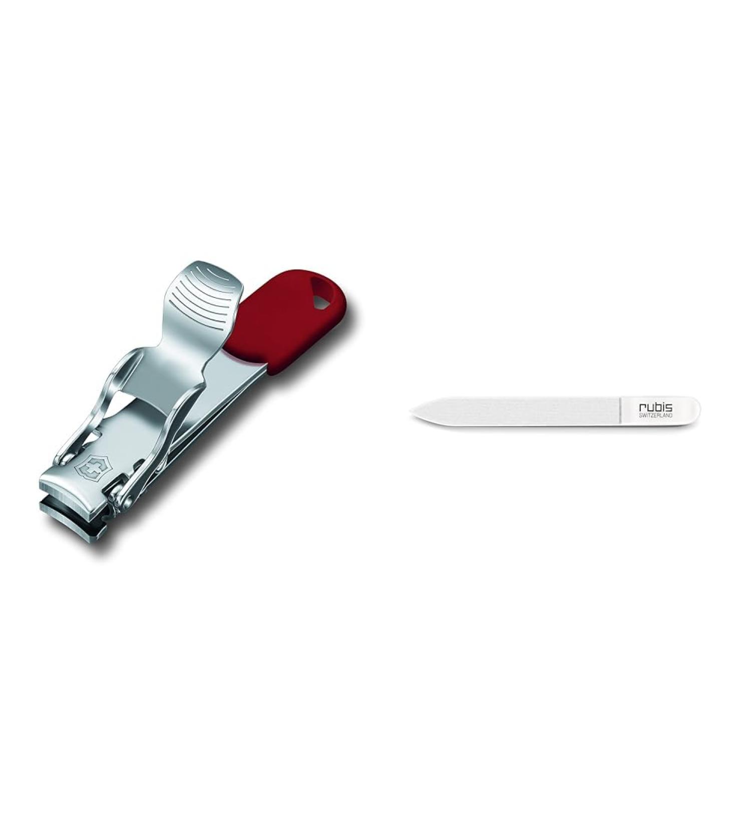 Victorinox Nail Clippers & Glass Nail File - Professional Precision for Manicure & Pedicure | Ergonomic Red & White Design - Shop Internationally - Buy Online on GoSupps.com