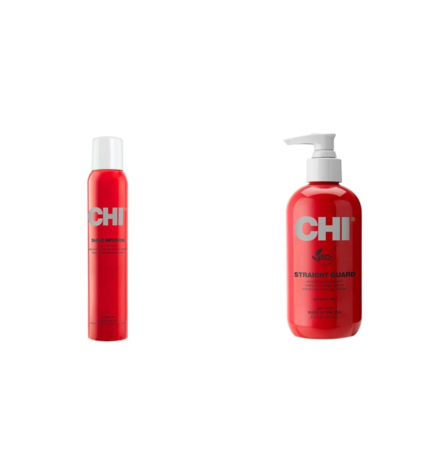 CHI Shine Infusion Hair shine spray 5.3 Oz & Straight Guard Smoothing Styling Cream 8.5 FL Oz - Buy Online on GoSupps.com