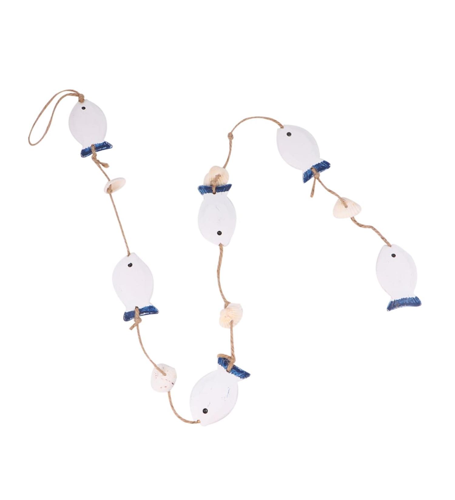 Alipis 1 Pc Fish Hanging Ornament Wedding Ornament Home Decorations Wooden Wall Hanging The Mediterranean Blue and White 102X4.2CM - Buy Online on GoSupps.com
