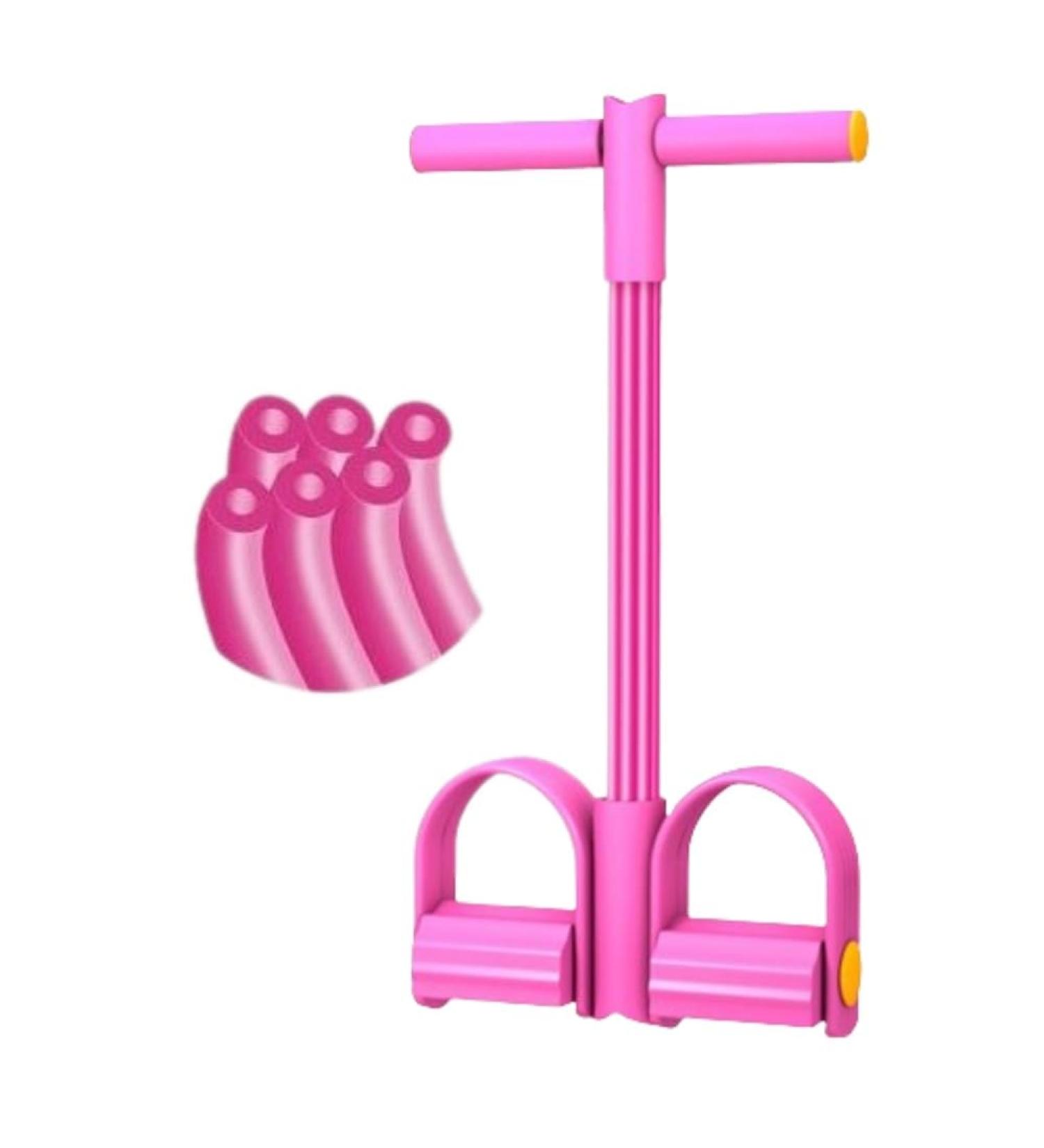 MOILO Multi-Functional Stirrup Puller | 6 Tubes Natural Rubber Resistance Band | Fitness Yoga Tension Rope for Arm Abdominal Waist Leg Slimming | Pink - Buy Online on GoSupps.com