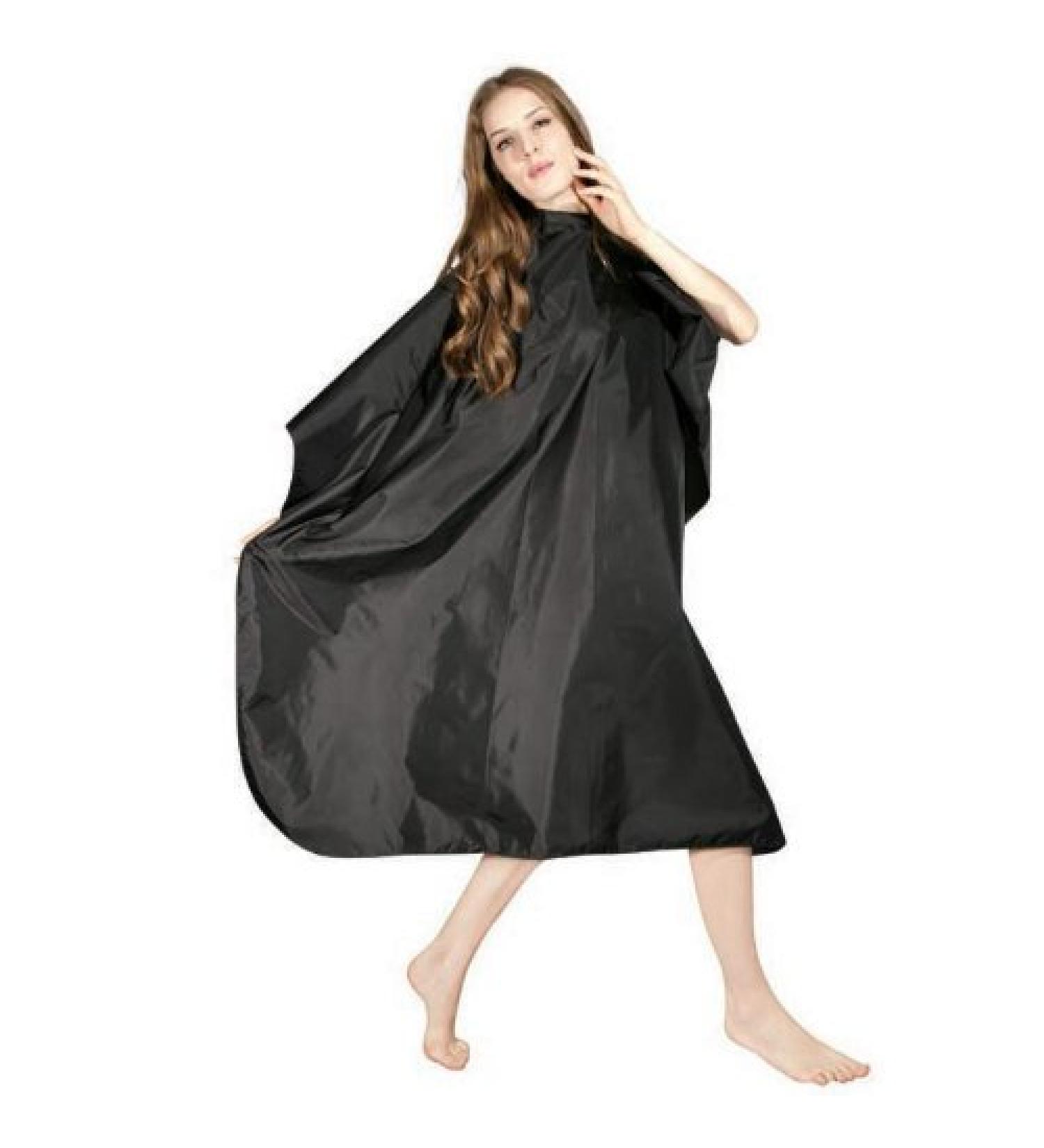 Icarus Professional Nylon Hair Styling Salon Cape with Snaps, 57" x 50", Cutting Cape Black